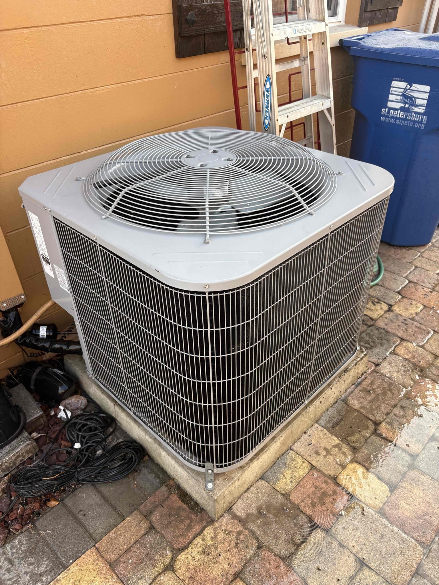 Full system tuneup 

Wiped Down Air Handler 

Checked temperature splits 

Checked cap mfd 

Checked contactor 

Inspected wiring 

Compressor amps 

Motor amps 

Cleaned condenser coils 

Cleared drain line and pan 

Checked refrigerant pressures 

Checked blower amps 

Checked filter 

Thermostat operations 

Checked heating and cooling 

Unit is operating at this time 