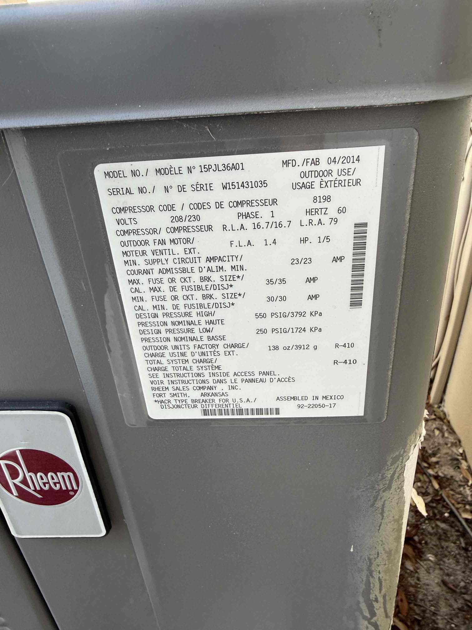 Upon my inspection, found bad condenser ECM fan motor. Replaced motor and fan blade. Fan blade had an issue coming off of the motor shaft so we replaced it. Applied 5% veteran discount. System is cooling with a 17° split at this time. 