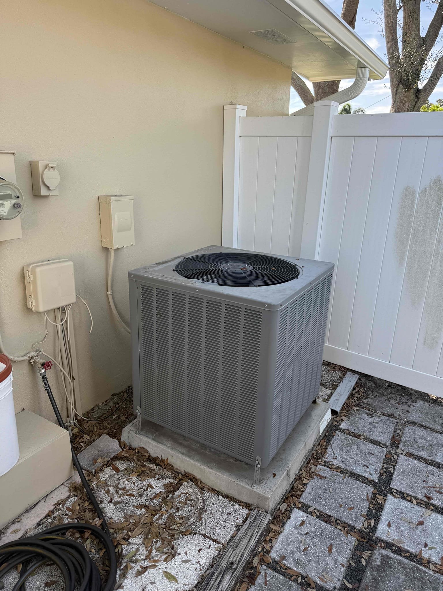 Upon my inspection, found bad condenser ECM fan motor. Replaced motor and fan blade. Fan blade had an issue coming off of the motor shaft so we replaced it. Applied 5% veteran discount. System is cooling with a 17° split at this time. 