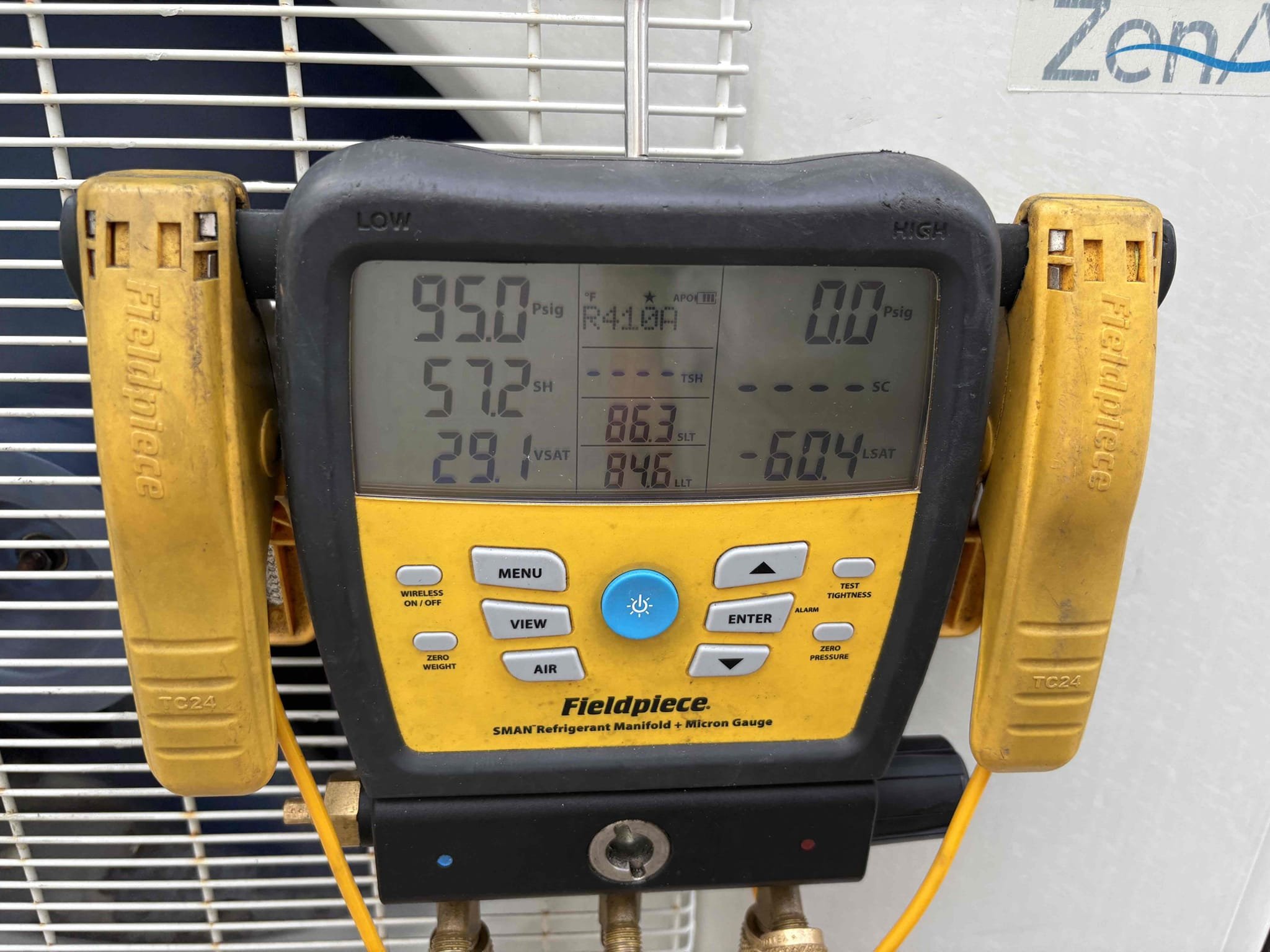 Upon arrival home owner states mini split in kitchen was freezing over and making loud noises. Found system running low on refrigerant indicating leak. Explained potential repairs and due to brand we may/may not be able to get parts. Offered leak search. Home owner would like to gas the mini split and monitor over time. Explained I can not guarantee how long refrigerant will last. Charged system back to factory specs. 