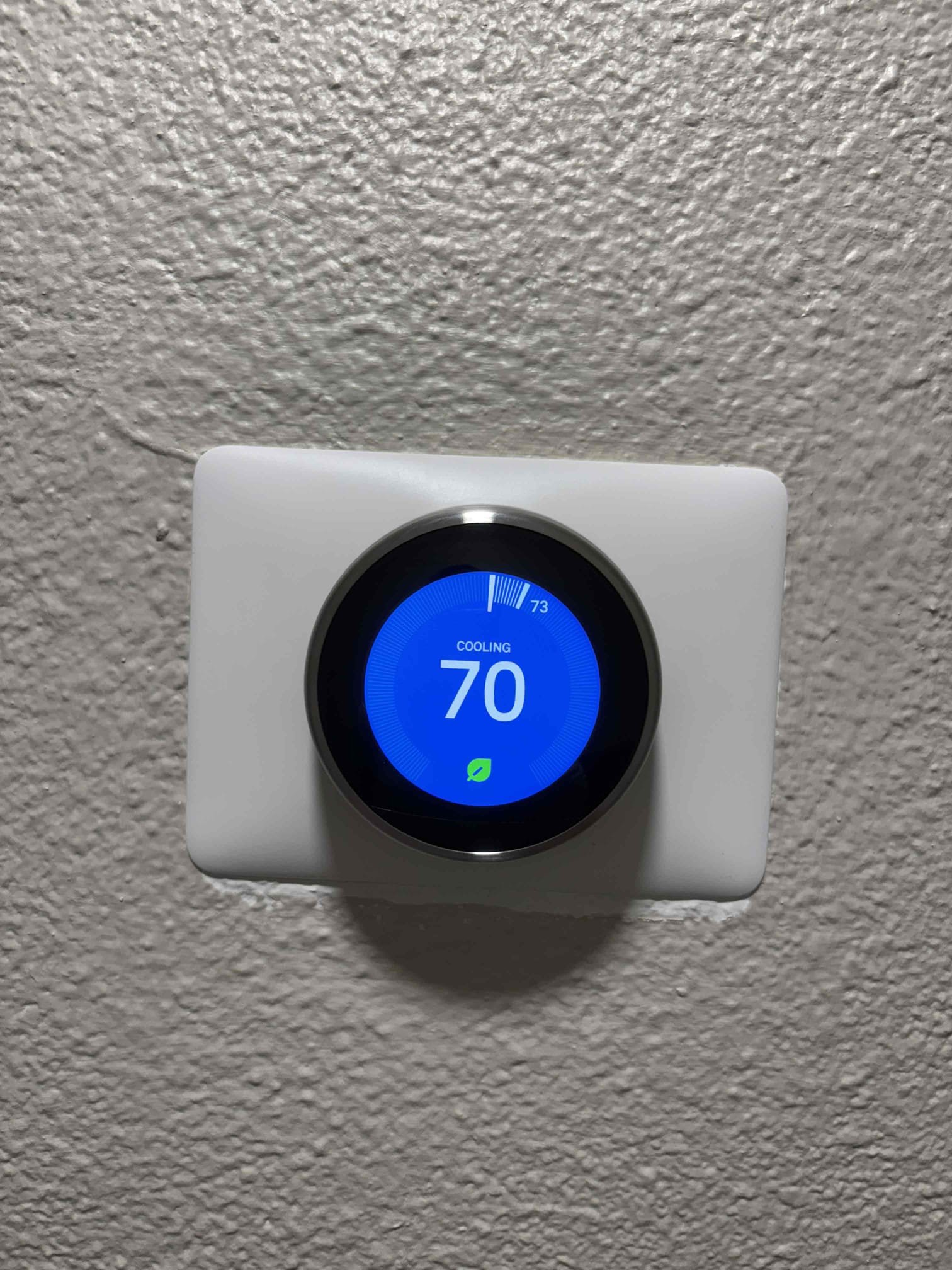 Fan running non stop due to shorted Thermosat. Replaced with home owner provided nest. Verified system operations 

Had to use white for reversing valve because system does not have enough wires for back up heat. 