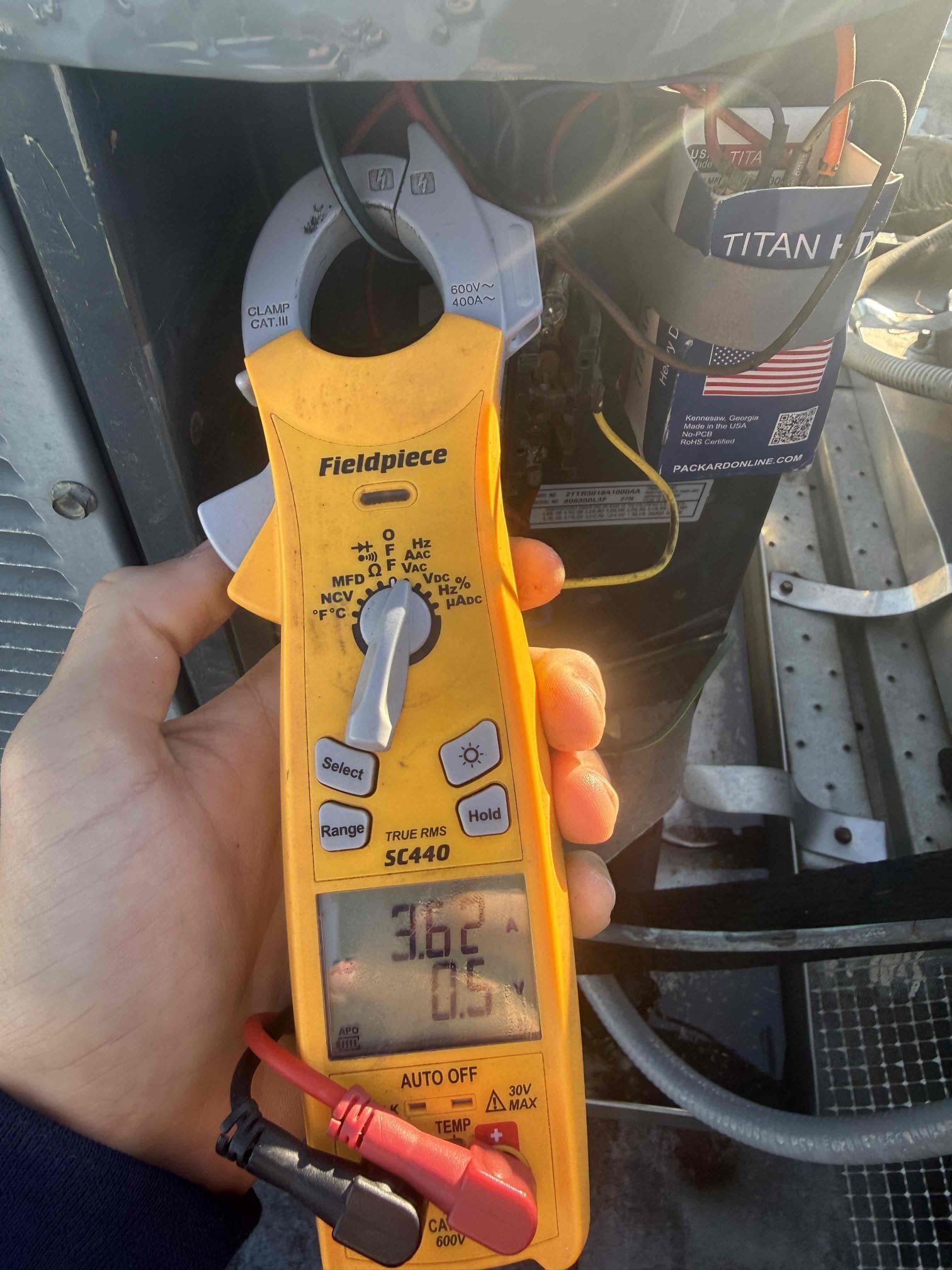 Performed Maitenence on system. Cleaned/treated drain line and primary drain pan. Inspected condenser coils. Evaporator coils are mostly clean. Verified safety float switch functionality. Checked amp draw on compressor. Checked amp draw on fan motor. Checked capacitors are within factory range. Inspected Contactar. Made sure all connections are tight. System is cooling with a 20° temperature split at this time. Verified heating operations. Spoke with client about Maitenence plan. 
Advised client to buy slightly bigger filters to cover entire evaporator coils. 