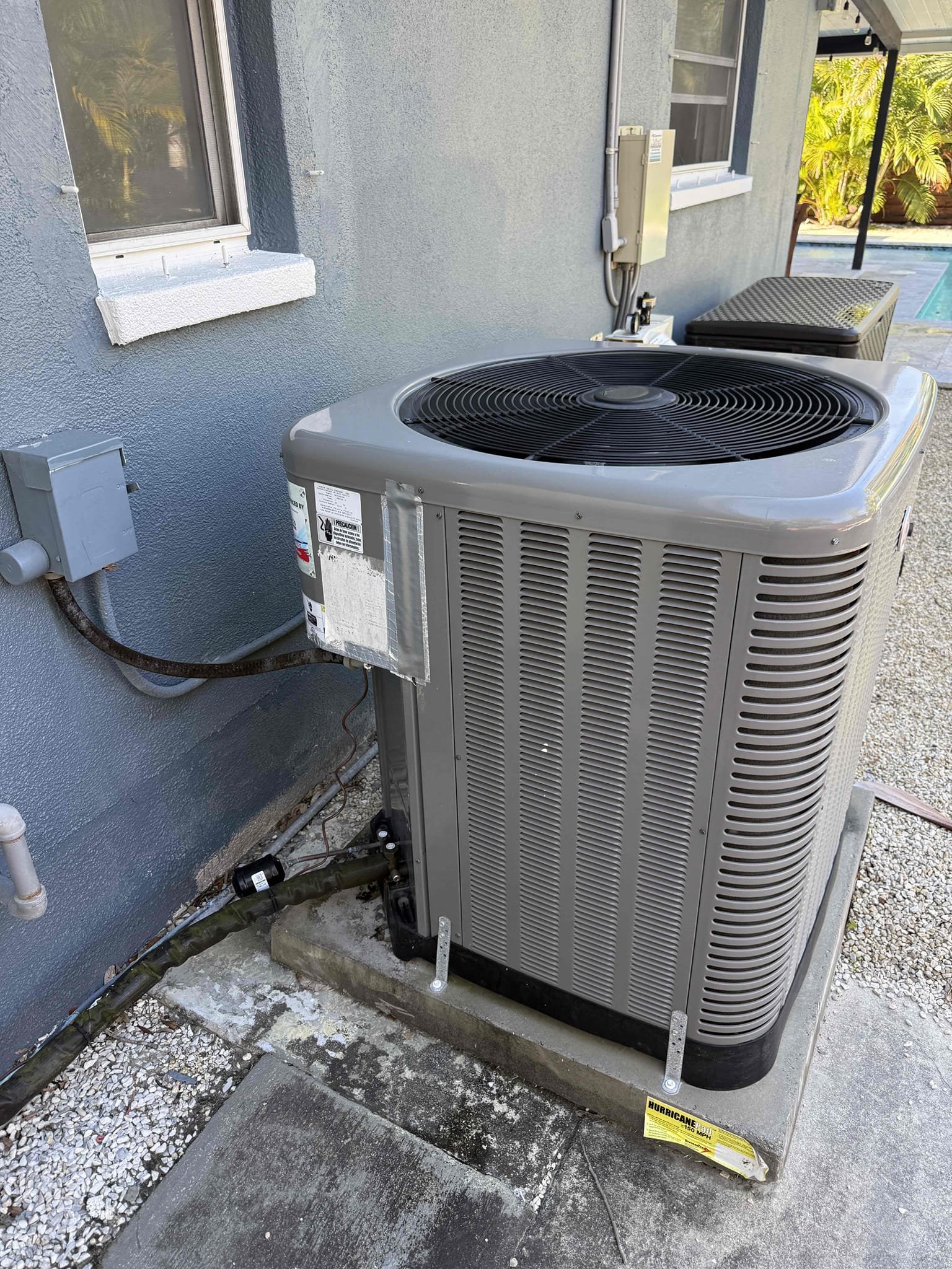 Performed Maitenence on system. Cleaned/treated drain line and primary drain pan. Cleaned condenser coils. Evaporator coils are clean. Verified safety float switch functionality. Checked amp draw on compressor. Checked amp draw on fan motor. Checked capacitor is not within factory range. replaced capacitor. Inspected Contactar. Made sure all connections are tight. System is cooling with a 20° temperature split at this time. Verified system heating functions. 