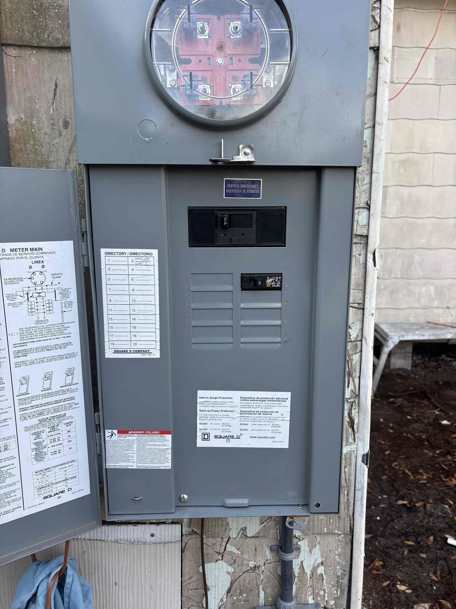 Inspect electrical and pull permits to allow Duke to make up connections to home and provide temporary receptacles for construction

Replaced bad gfi 