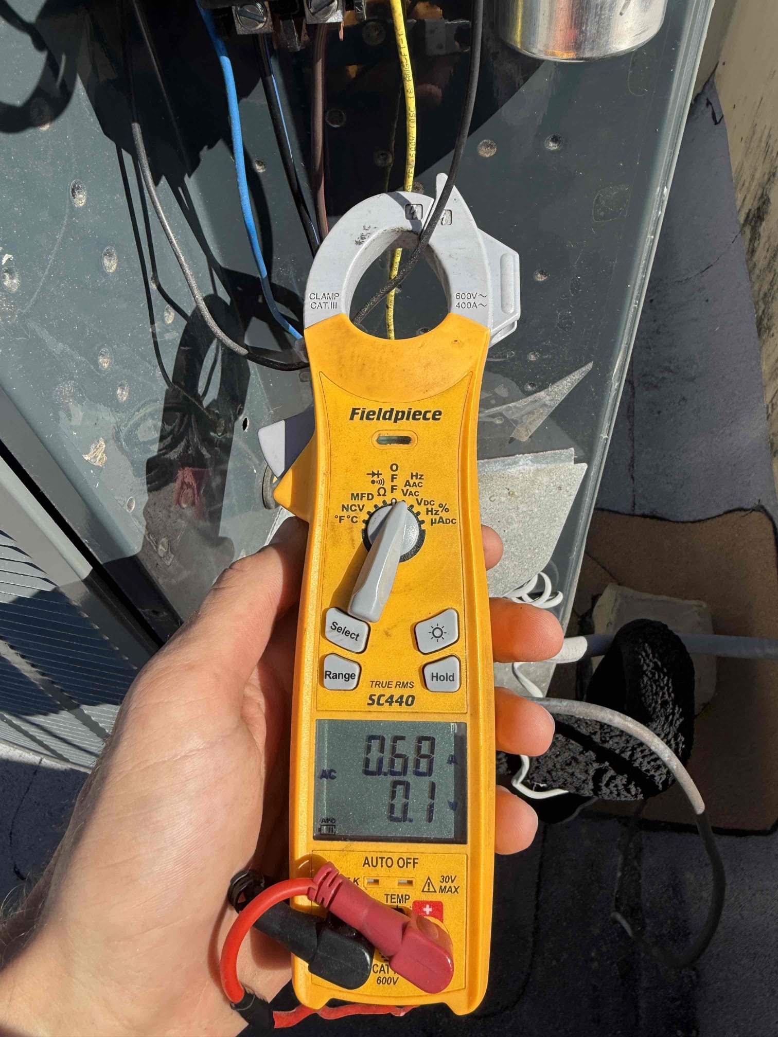 Upon my inspection, found blown 5amp fuse in air handler. Performed a low vintage short diagnosis. Found that the existing broken UV lamp was causing the fuse to blow. Replaced Uv system and turned system back on. Thermostat took a really long time to boot back up and call for cooling (about 30 mins). When system stayed up, verified operations and found weak capacitor. Replaced capacitor. Performed Maitenence on system. System is cooling at this time with a 20° temperature split. 