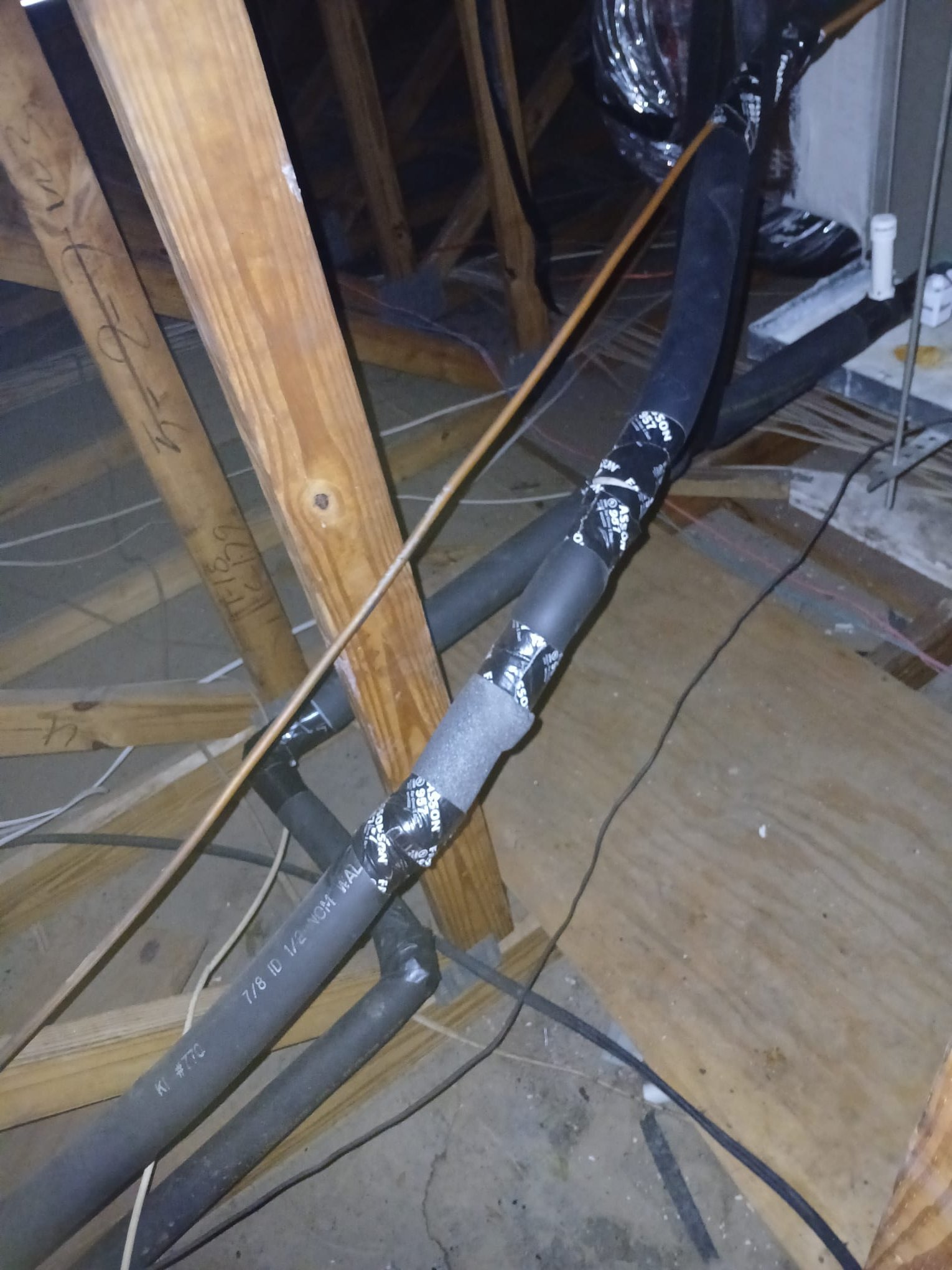 List of code failures and scope of work

-Pull permit for both systems
-Air handler in garage has no heat shields. Need remove plenum, install heat shields and re seal.
-Return plenum not strapped. Need to strap plenum with 2” metal as per code
-Drain line pipe insulation missing. Need to add insulation where needed
-Ahu not labeled 1 or 2. Need to use stickers to label units per code

-Air handler master closet no heat shields
-Plenums not strapped per code.
-Plenum not sealed.
-No heater sticker on system from manufacturer 
-This system needs new plenums and ducts reattached and sealed and strapped properly. 

-Condensers both double pad with no double straps. Need to add 4” metal straps 

-Condenser master breaker 25 max is 20 need to replace breaker 
-Needs new electrical whip exposed wire
-Armorflex not uv resistant need to replace per code