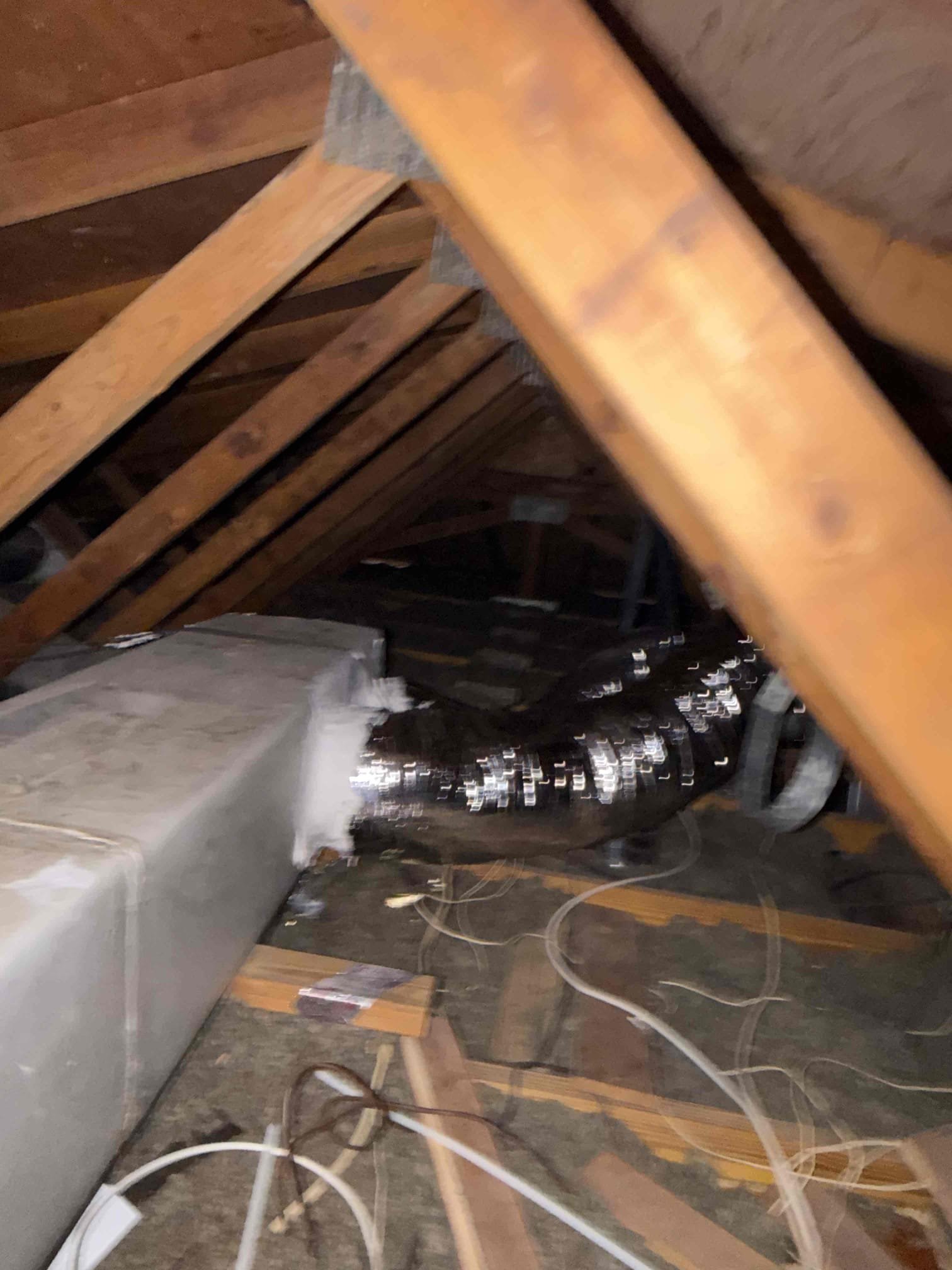 Replaced and sealed duct system, relocated living room duct on trunk line