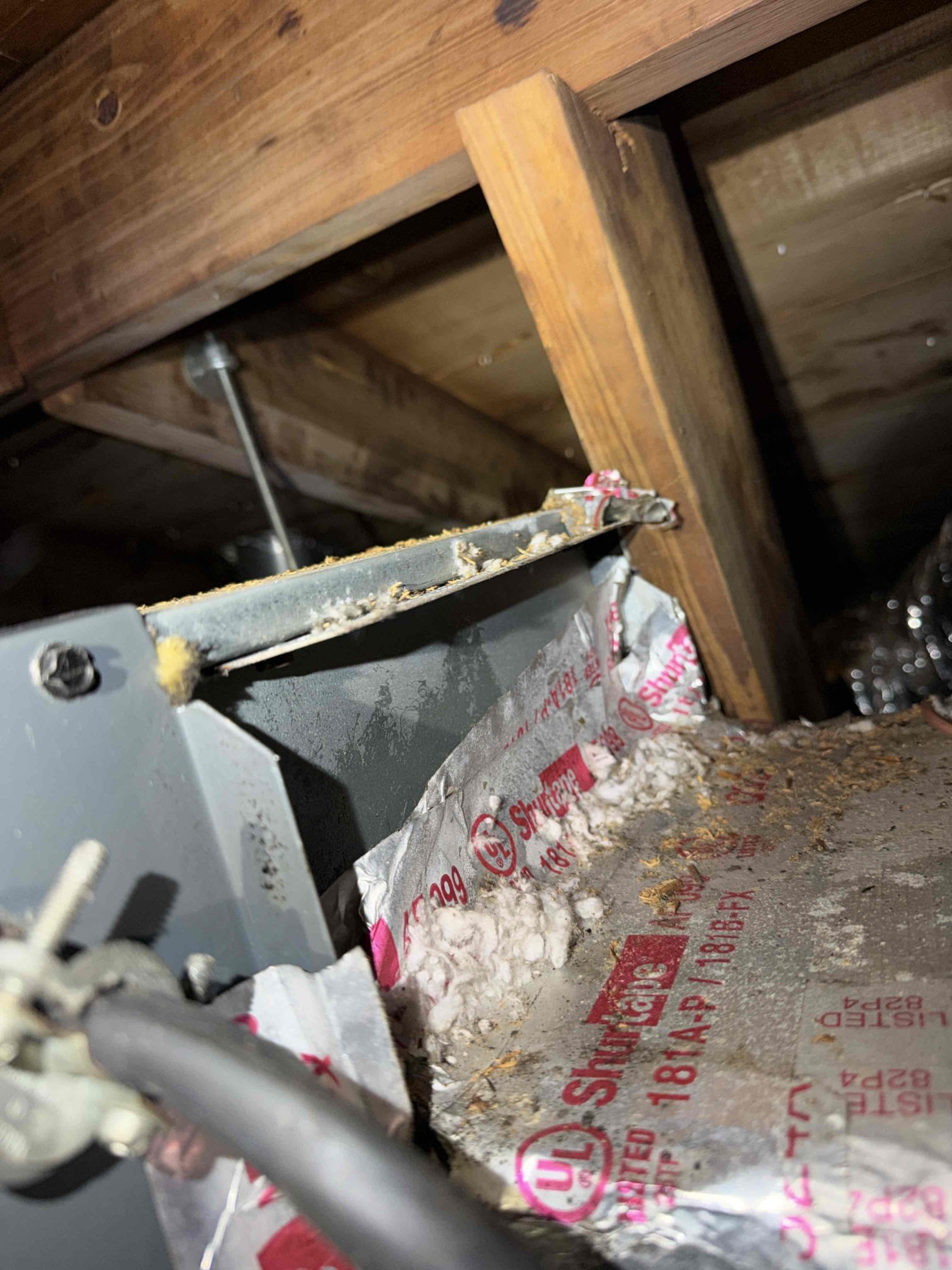 Performed Maitenence on system. Cleaned/treated drain line and primary drain pan. Drain line very clogged, broke free with nitrogen and added a union joint for future accessibility. Installed 1ft of new drain insulation complimentary. No P trap on drain line. Installed new P trap. Cleaned condenser coils. Evaporator coils are clean. Very hard to get the Doors off the unit. Verified safety float switch functionality. Checked amp draw on compressor. Checked amp draw on fan motor. Checked capacitor is not within factory range. Replaced capacitor.  Inspected Contactar. Made sure all connections are tight. System is cooling with a 20° temperature split at this time.

Quote sent and accepted for all duct work repairs. Duct work has many connection issues, supply plenum is dumping air out of the top, duct runs are not strapped up, duct runs are burried in blown in insulation, boots and not sealed to the ceiling and are causing growth to grow on the ceiling. System does not have UV system. 
Re