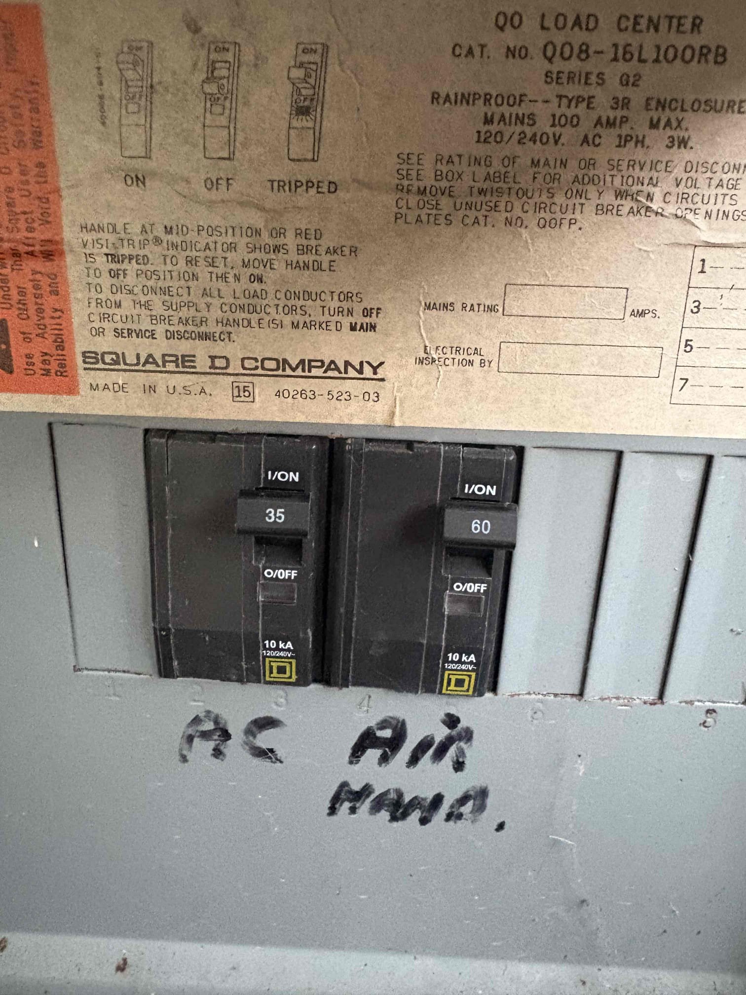 Upon arrival found no high voltage coming to air handler. Had electrician come out and panel/buss bar is arking. Recommend replacing panel and breakers within. Left unit off due to potential hazard. Explained that since the air handler breakers were heating up that the heater kit could be pulling higher amps and potentially need replaced. 

Air handler noted 
-bacterial growth on blower wheel/assembly 
-heater kit potentially needing replaced (further diagnosis after panel swapped)
-3 ducts damaged from possum (6-8”)