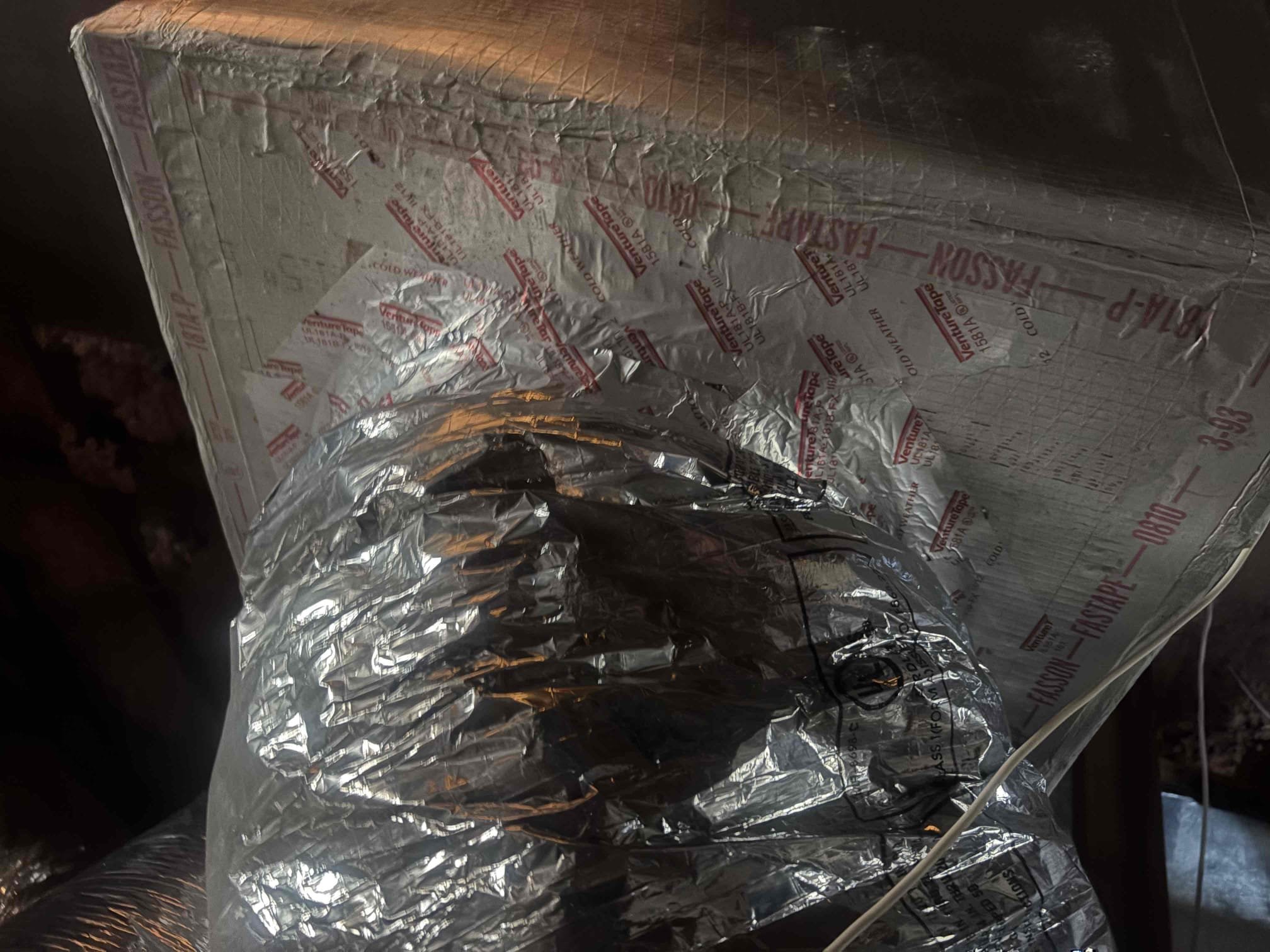 Upon arrival found no high voltage coming to air handler. Had electrician come out and panel/buss bar is arking. Recommend replacing panel and breakers within. Left unit off due to potential hazard. Explained that since the air handler breakers were heating up that the heater kit could be pulling higher amps and potentially need replaced. 

Air handler noted 
-bacterial growth on blower wheel/assembly 
-heater kit potentially needing replaced (further diagnosis after panel swapped)
-3 ducts damaged from possum (6-8”)