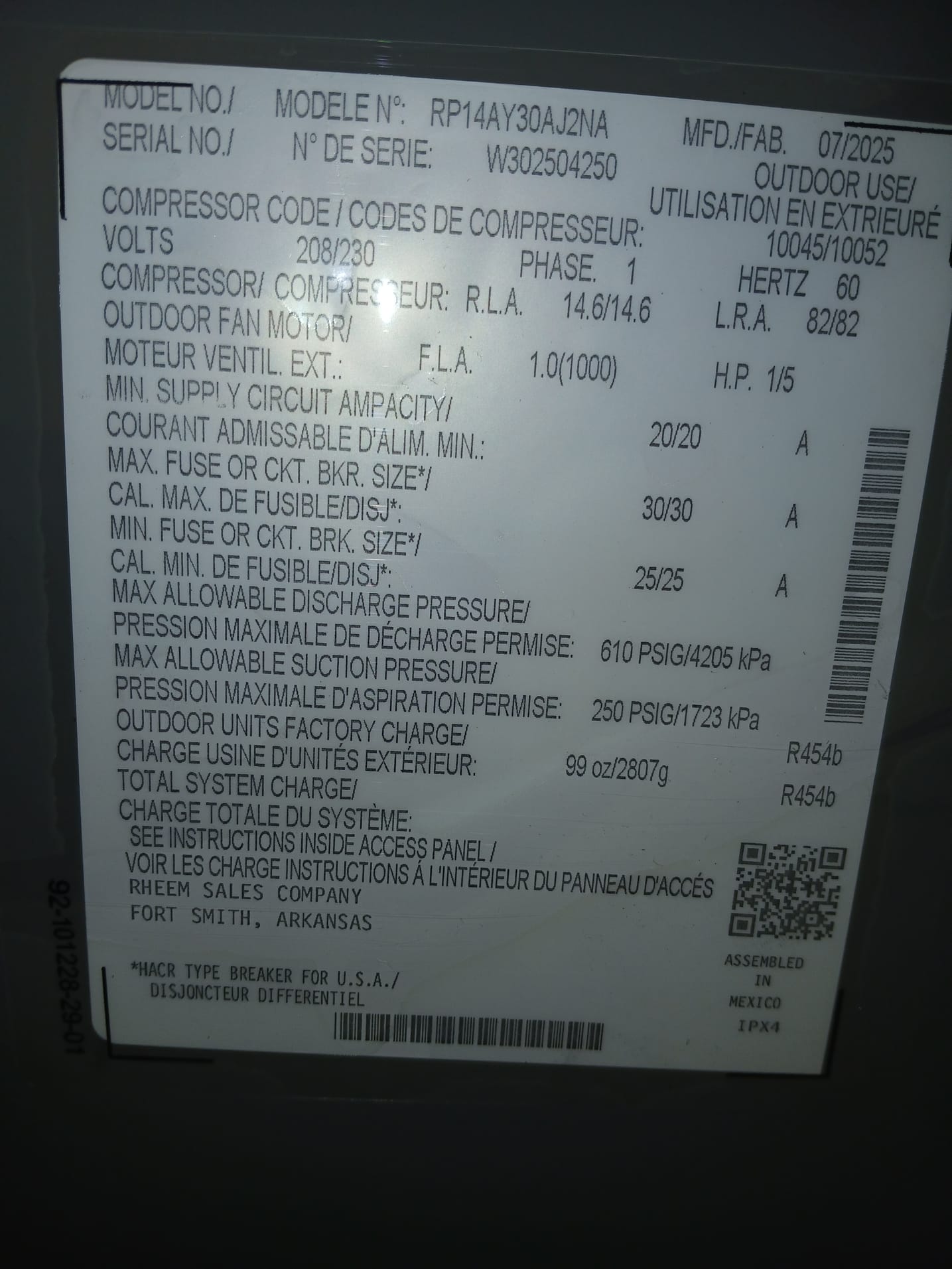 Ruud 14.3 seer2 heat pump split system with 5kw heater
2.5 ton
Hurricane pad
Anchor condenser
Digital thermostat
Horizontal attic
Aux pan
Primary and secondary float switch
Remove existing equipment 
Connect to existing ducts and electrical 
Seal unit to code
Tax labor and permit included 
10 year parts warranty 
3 year labor warranty 