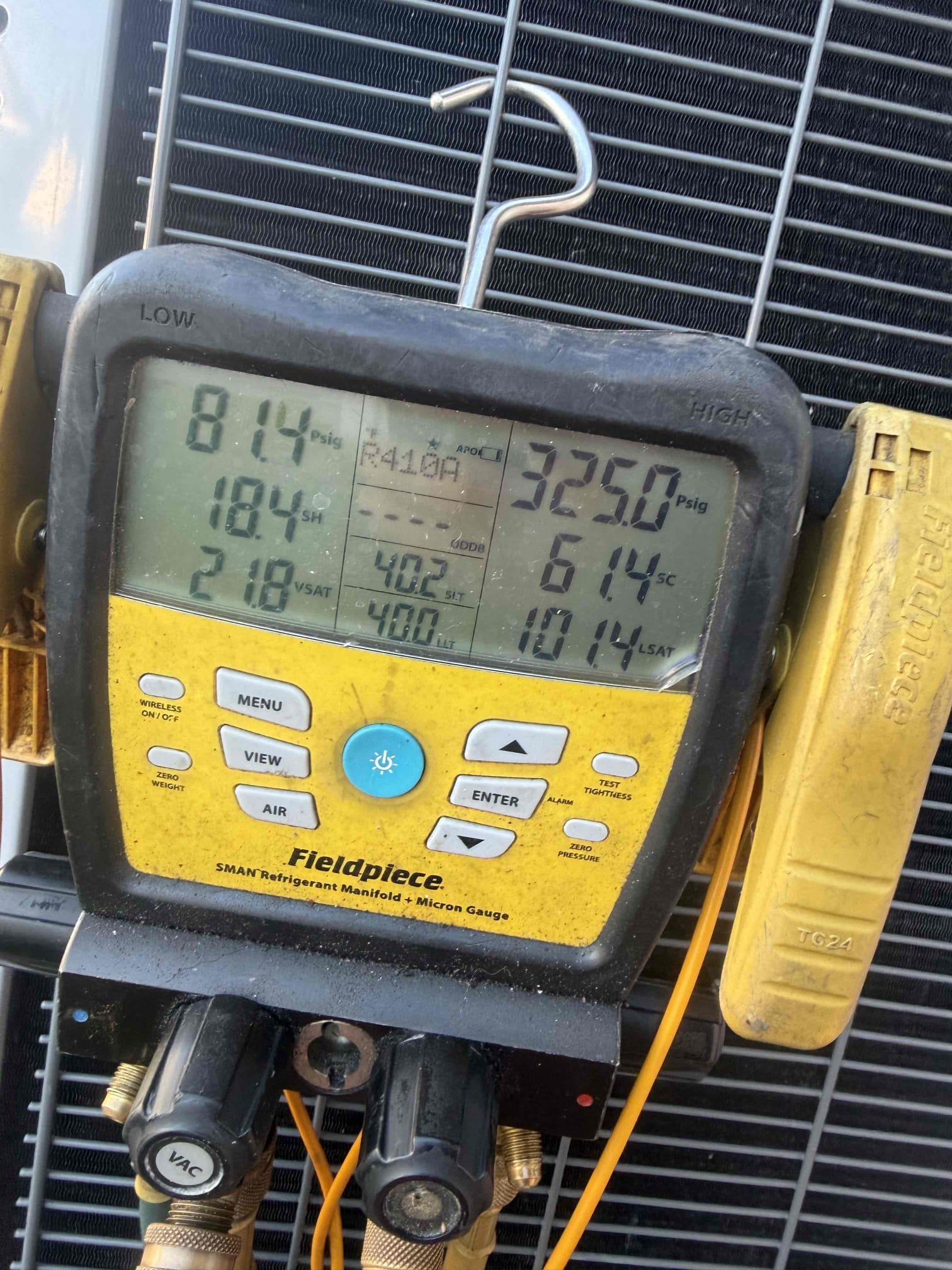 Client states thermostat occasionally reboots. Tested unit. Found loose wire connection in condenser as possible cause. Tested heating and cooling modes. Float switches clear. Tightened all low voltage connection. Explained to client possible thermostat or thermostat wire may need to be replaced if problem persists. 