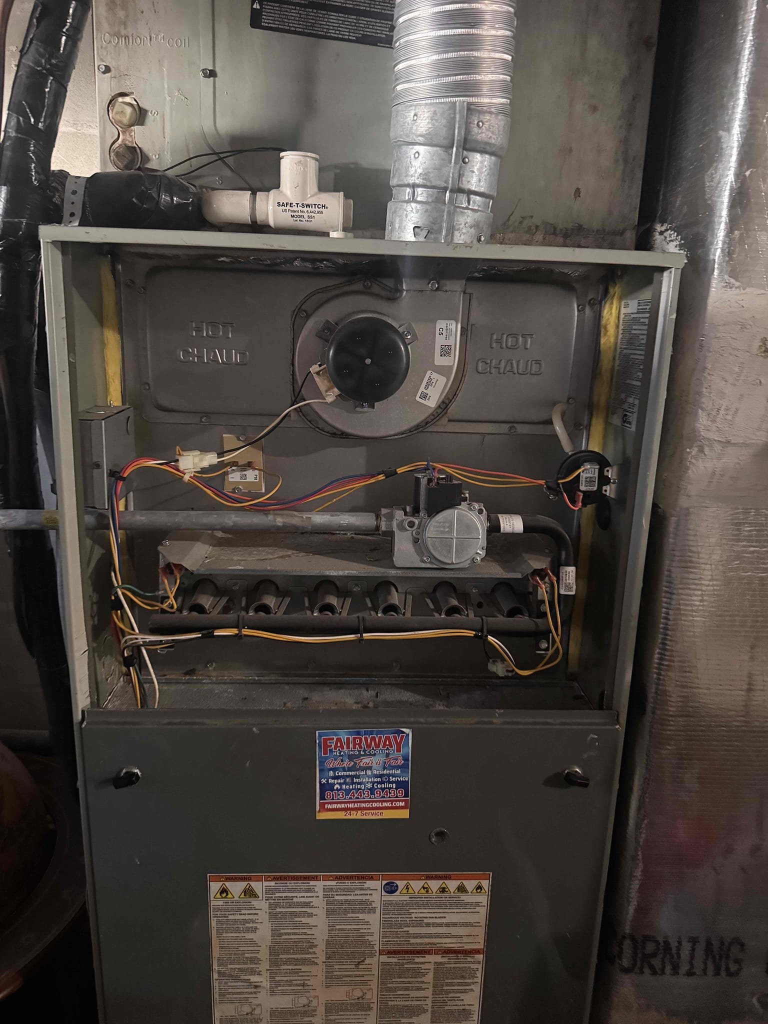 Found bad air proving/pressure switch for gas heat. Sent parts request and quote form. Informed client we can do asap