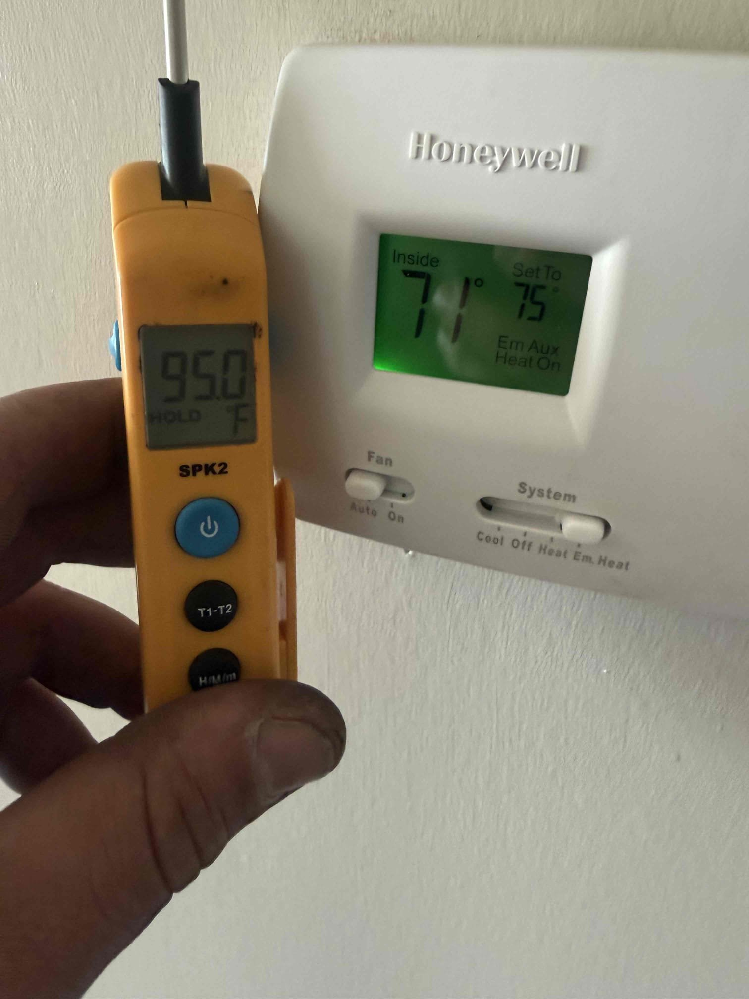 Replaced heater kit. Start and test. Unit operating properly I. Heating and cooling. 