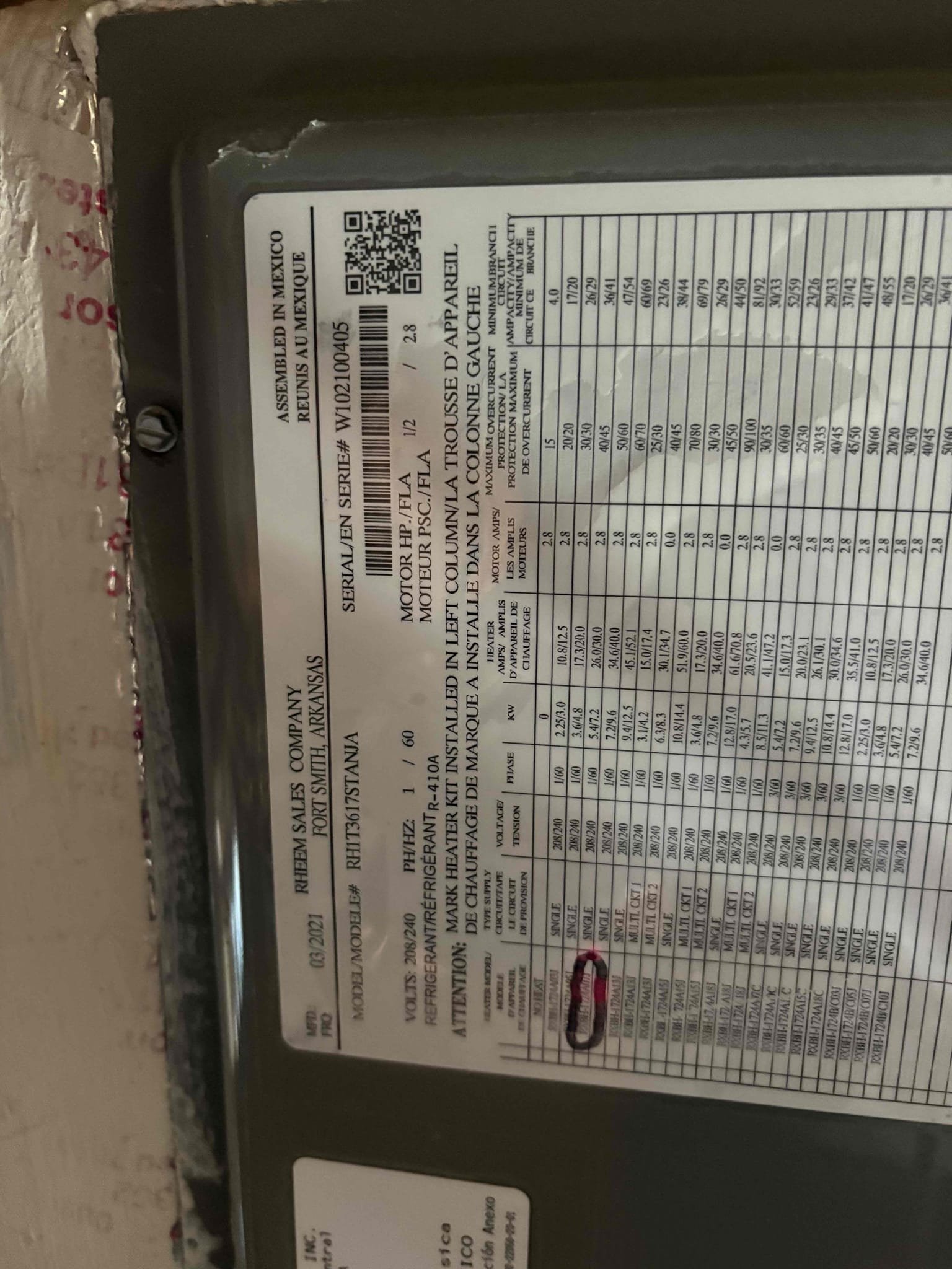 Return to run new Thermosat wire and re wire air handler. After running new wire system running continuously in heat (emergency heat) was solved. Further diagnostic as why heat pump not operating properly in heat. Found outdoor txv failing. System only able to run in emergency heat until outdoor txv is replaced. 