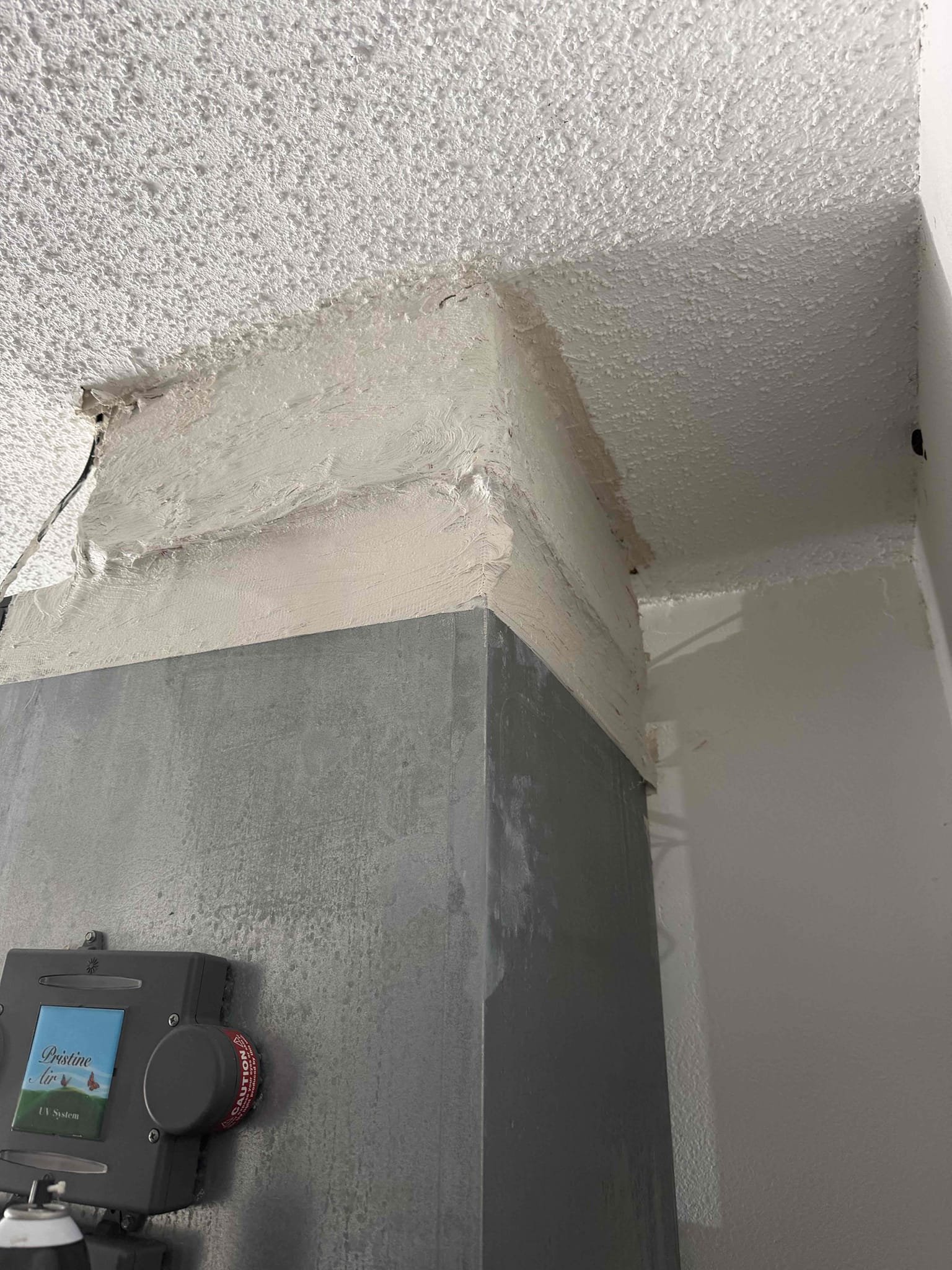 - Hurricane straps
- Strap up and seal all duct work (3-4 hours 2 men)
- Seal supply plenum to Unit with web and mastic
- glue drain line and 1ft of drain line insulation
- change out 2 breakers to meet MOP requirements
- 2 UV bulb replacements
- Install grommet for UV wires that are touching sharp metal hole