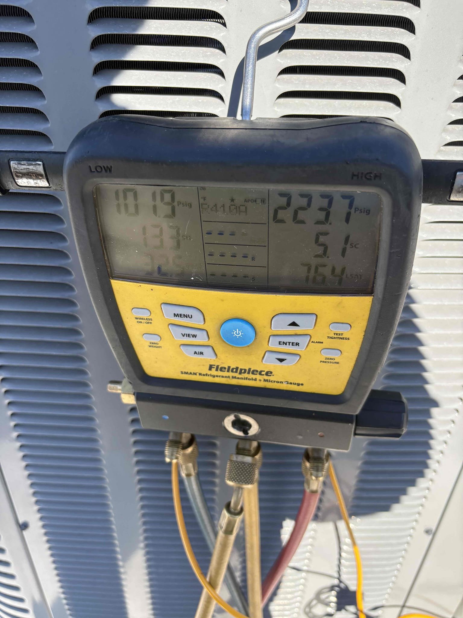 Homeowner states pound vibrations on roof and unit not keeping up in heat. Found dead lizard on back of board (cleaned off) and outdoor motor intermittently ramping up/down. Capacitor reading weak (replaced). Amp drawed motor after replacing capacitor and reading within manufacture specifications. Explained that motor could have internal issue and potentially need to be replaced in future. Cleaned condenser coils while on roof. 