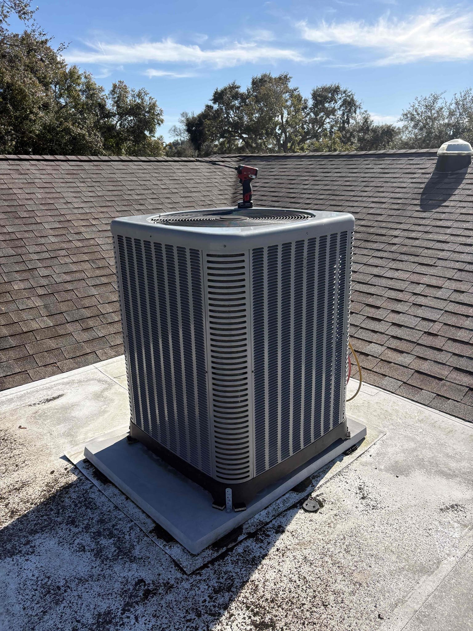 Homeowner states pound vibrations on roof and unit not keeping up in heat. Found dead lizard on back of board (cleaned off) and outdoor motor intermittently ramping up/down. Capacitor reading weak (replaced). Amp drawed motor after replacing capacitor and reading within manufacture specifications. Explained that motor could have internal issue and potentially need to be replaced in future. Cleaned condenser coils while on roof. 