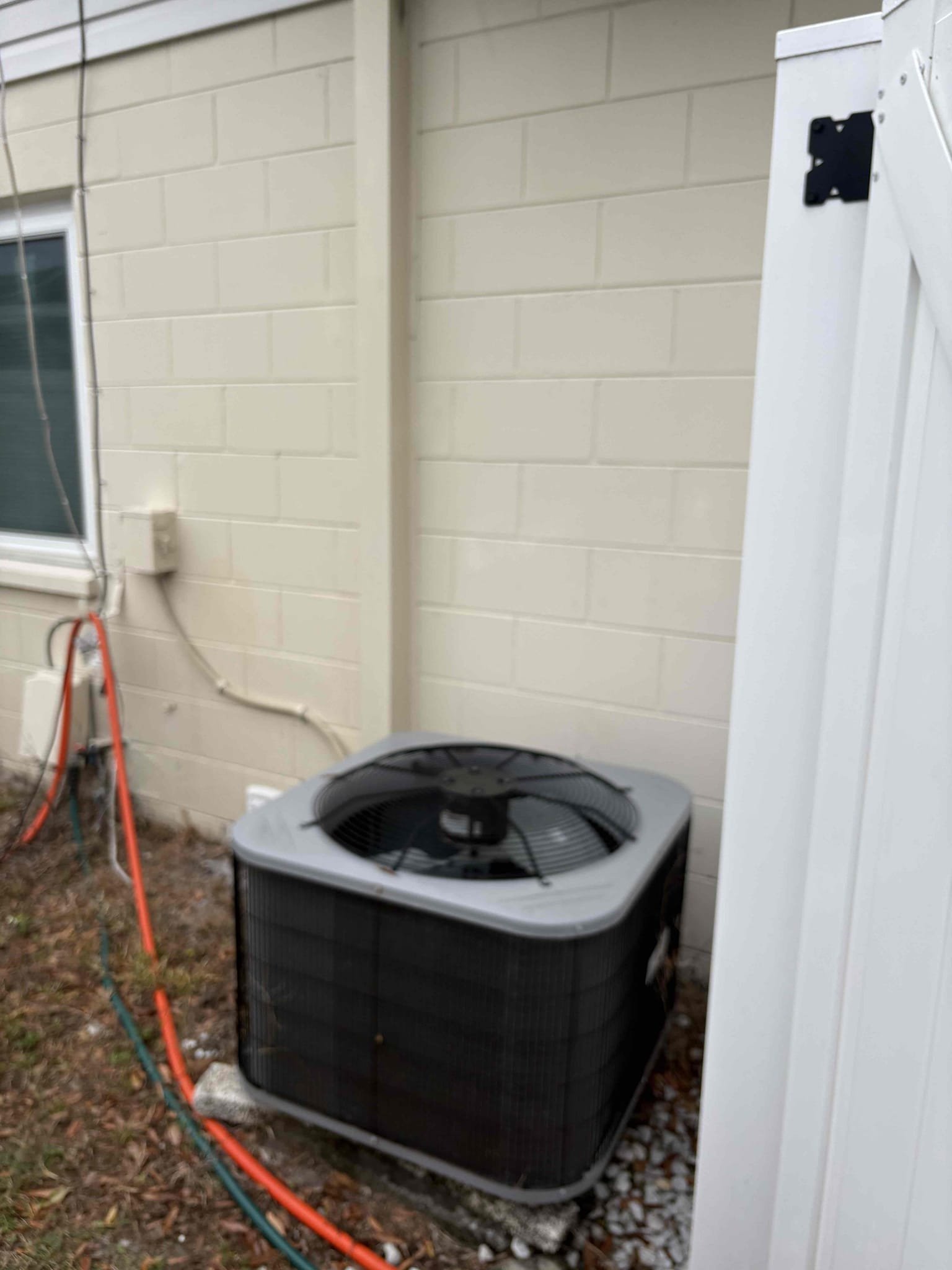 Air handler has aluminum wire ran to it. Wire heated up and burnt connections. Recommend replacing wiring up to code. Re spliced connections and verified heater kit operations. Home owner also interested in soft start kit. 

Bacterial growth accumulating inside air handler (blower wheel/assembly) 