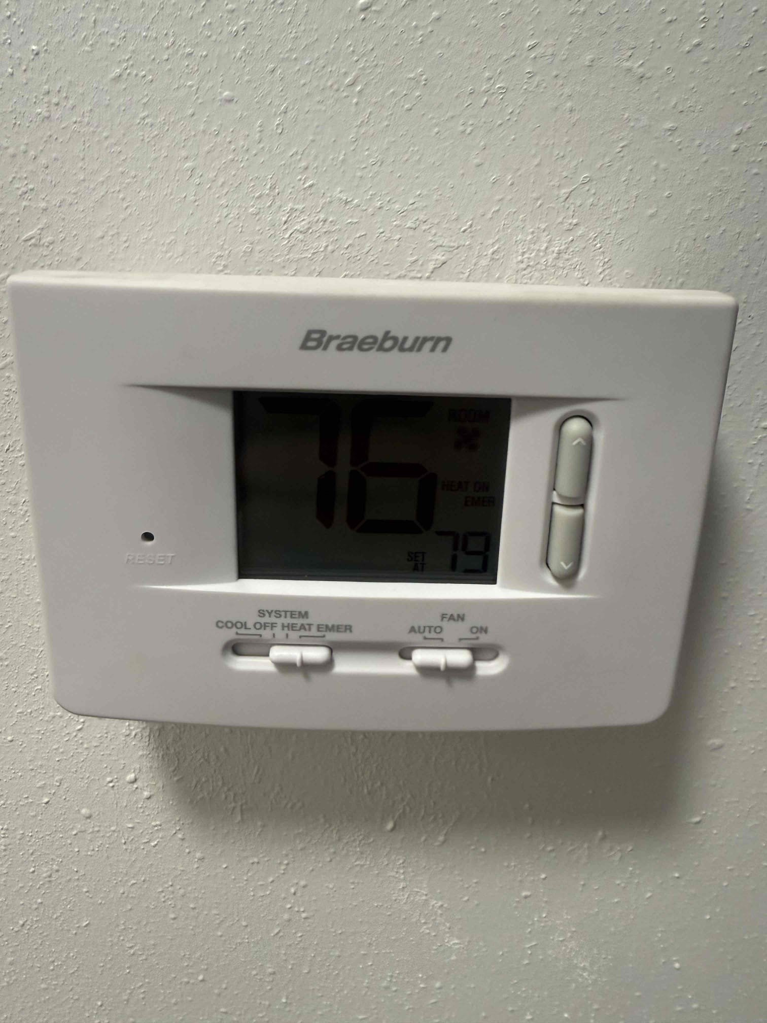 On arrival found unit not heating properly due to unit set to emergency heat only and supply plenum had fallen off. Reattached plenum to unit. Sealed and stripped properly. Set thermostat to heat mode to allow heat pump to operate and test. Unit has 102* discharge temp. Ductwork is not properly balanced and bedroom and bathroom are not getting proper flow. Recommend to run new flex to bedroom from plenum and enlarge to allow better airflow. Unit is heating at this time. 