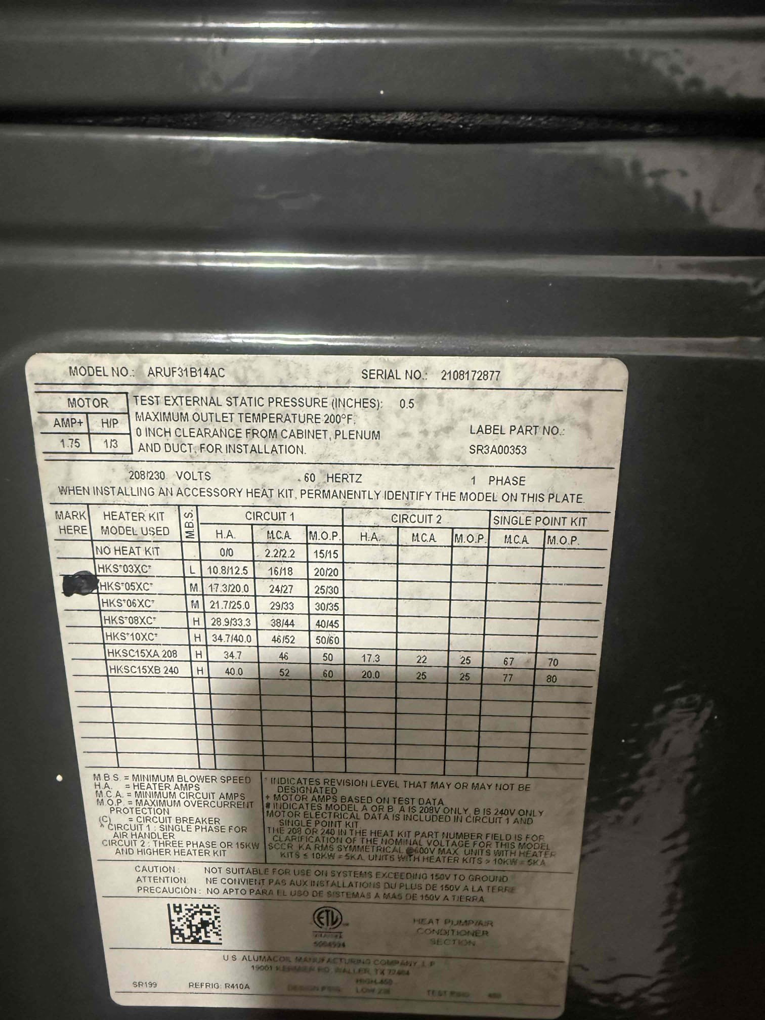 Inspected unit for burning smell. Found all wire connections tight and in good condition. Client explained they heard loud noise last night from condenser and then smelled burning smell. Explained to client that unit went into defrost mode which causes emergency heat strip to turn on. Smell is likely related to heat strips burning off dust as it doesn’t kick on at all times of heating. Tried emergency heater and amp draws are in spec. Unit heating properly at this time. 