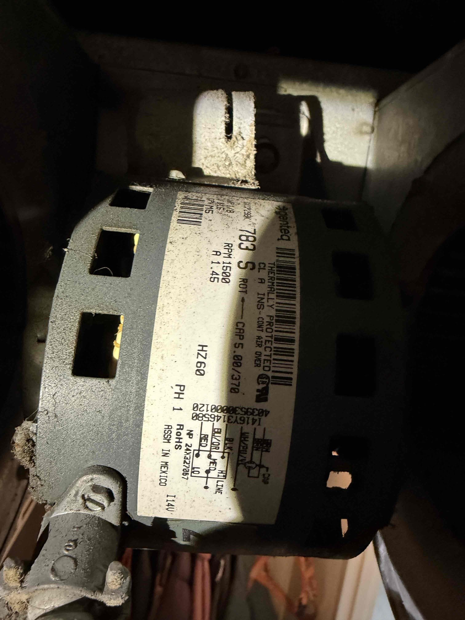 Performed maintenance on two systems. Cleaned and treated drain lines and primary drain pans. Inspected blower motors. Checked fan motor capacitors. Found main living room area AC fan capacitor was weak and found bedroom fan capacitor weak. Replaced capacitors. Fan motor for living room area has oil residue and is amping at 1.46 amps with a rating of 1.45. Notified client that we will have to watch this fan motor and it is at risk of possible failure. System heating at this time. 
Changed client provided air filters