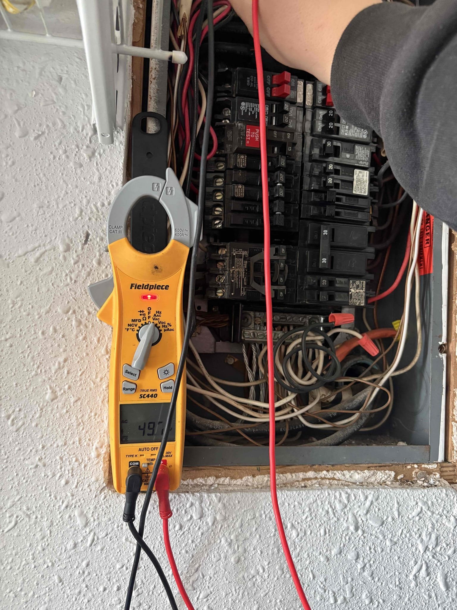 Home owner states multiple outlets and electrical not operating within home. Found main breaker missing 1 leg of power. Home owner will call Duke. 

Put 95$ towards any electrical repair 