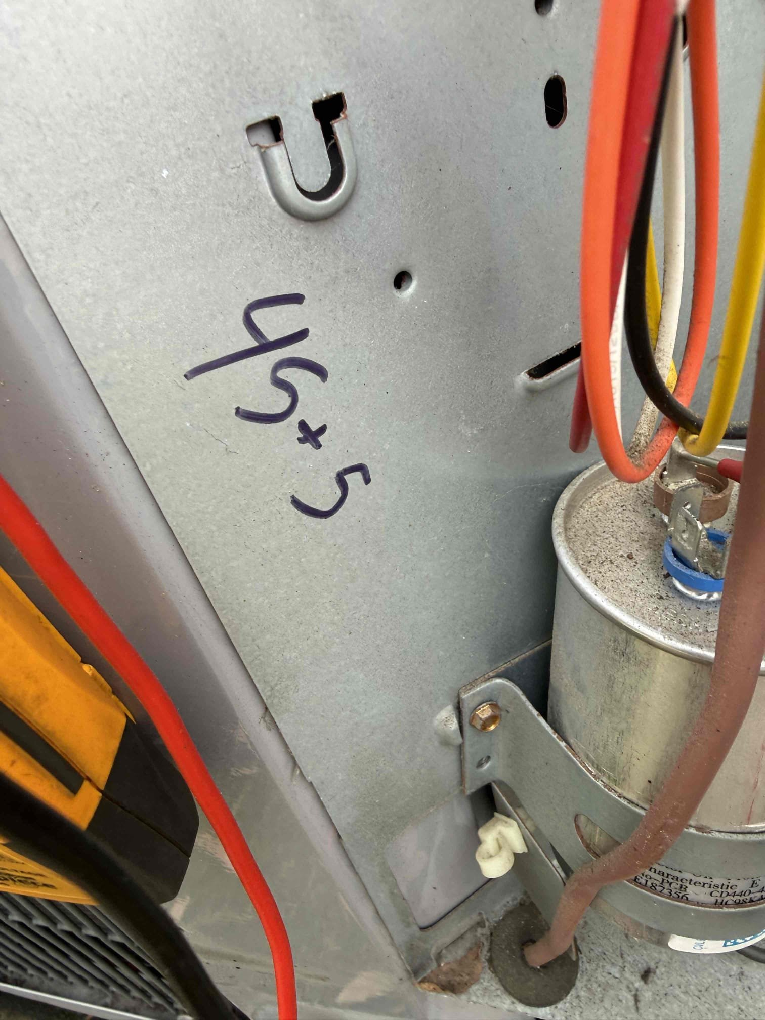 On arrival found unit not cooling due to fan motor not running. Found unit to have weak capacitor and worn contactor. Replaced parts. Start and test. Amp draws good. Pressures good. Temp split good. Unit is operating properly at this time. 