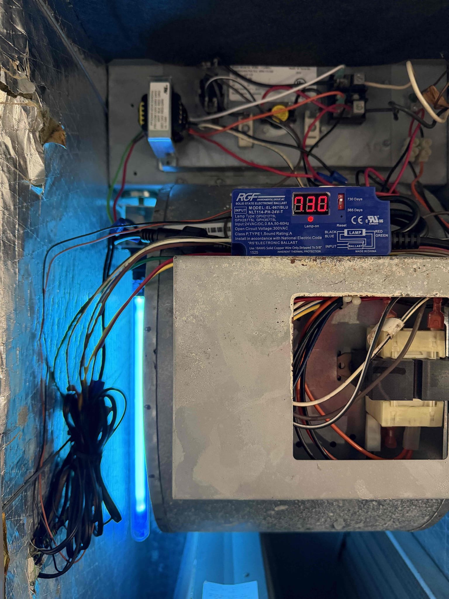 Performed Maitenences on systems. Cleaned/treated drain lines and primary drain pans. Cleaned condenser coils. Evaporator coils are clean. Verified safety float switchs functionality. Checked amp draw on compressors. Checked amp draw on fan motors. Checked capacitors are within factory range. Made sure all connections are tight. Systems are cooling with 20° temperature splits at this time. 
System #2 upstairs deficiencies:
- outdoor copper insulation Degraded and falling apart
- build up on blower wheel
- Growth inside air handler
- Liquid line filter drier inside condenser is rusting/pitted

Client is concerned with humidity and musty smell during the summer time. 
Performed a free duct inspection on both systems: 
Found almost all ducts are not sealed to code. Quote sent for sealing all ducts. 

Scope of work: UV system
- Install New UV system inside upstairs air handler. 
- Clean and sanitize inside air handler excluding the coils and blower wheel
- UV system is transferable to a ne