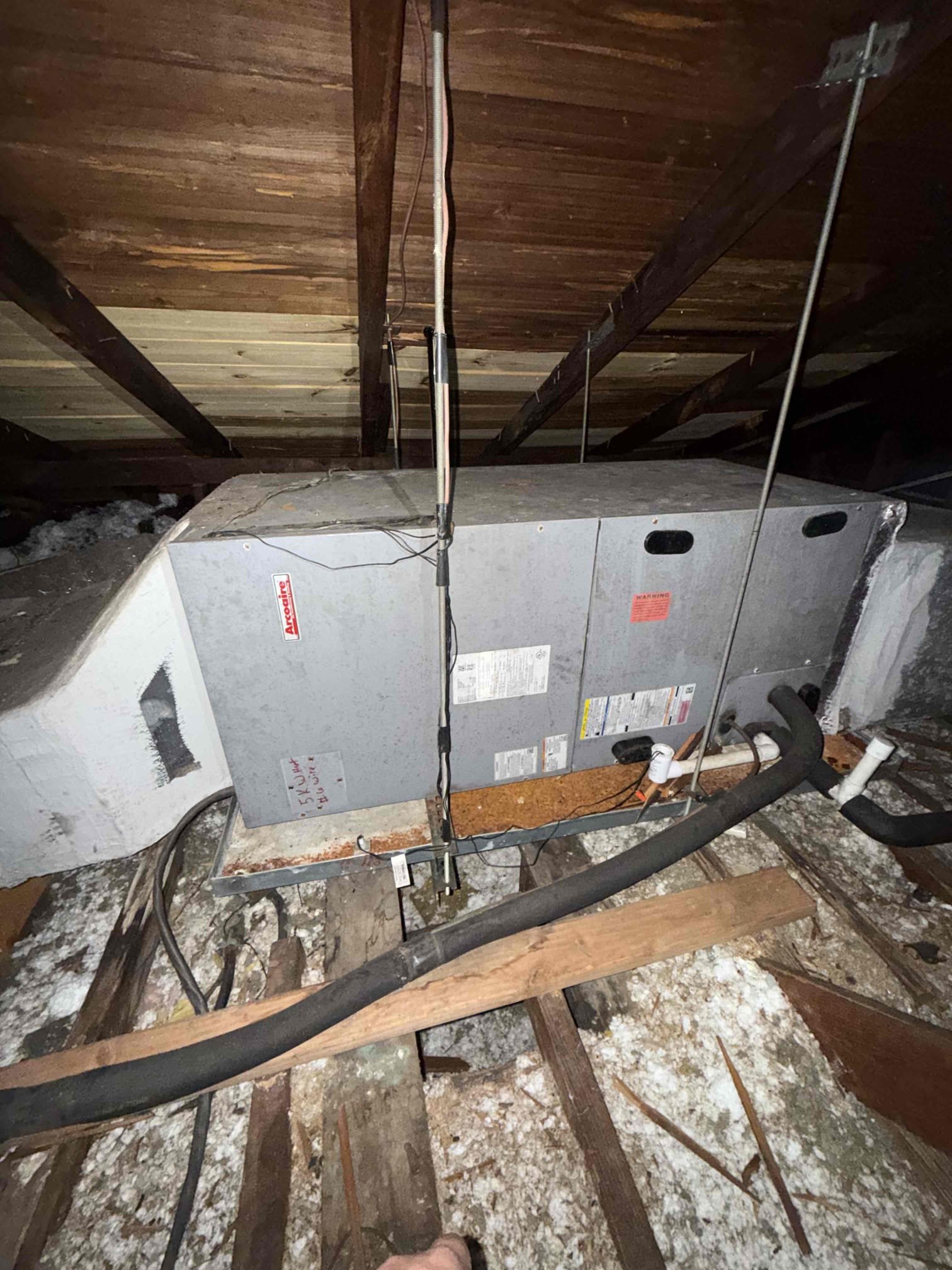 On arrival found unit not cooling due to bad condenser fan motor. Replaced motor. Start and test. Unit cooling. Inspected air handler. Found rodent activity in attic and made client aware. Access for attic is extremely small and needs to be enlarged for proper service and repair of air handler. Unit is cooling properly at this time. 