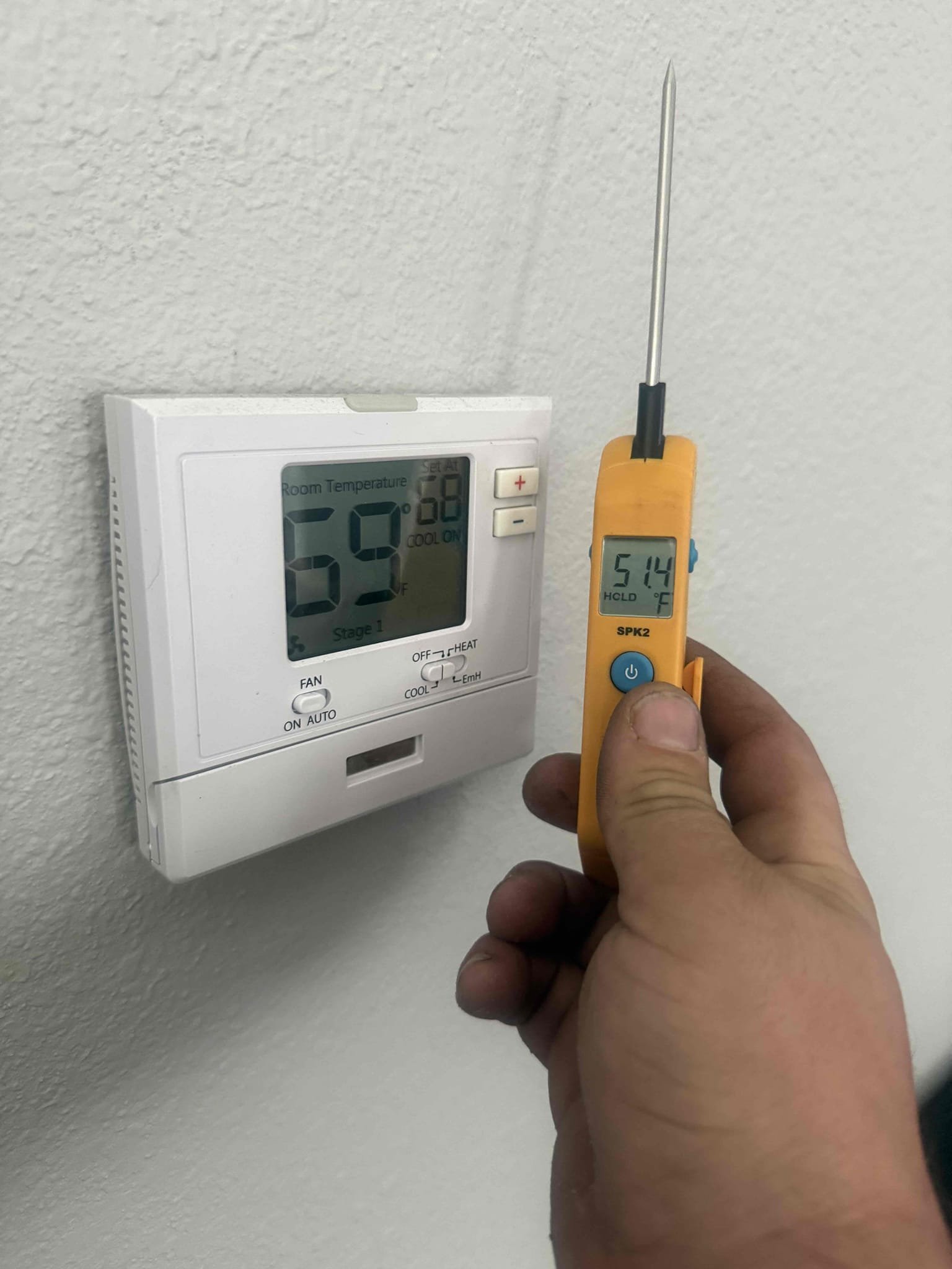 On arrival found unit not cooling due to clogged drain. Cleared drain with vacuum and high pressure nitrogen. Added chemical to pan and drain to help prevent growth. Cleaned in place evap coil due to dust and growth forming on coil. Added 2 lbs of refrigerant to bring unit back to factory specs. Performed maintenance on system. Rinsed condenser coil. Checked all electrical. Temp split good. Pressures good. Unit cooling properly at this time. 