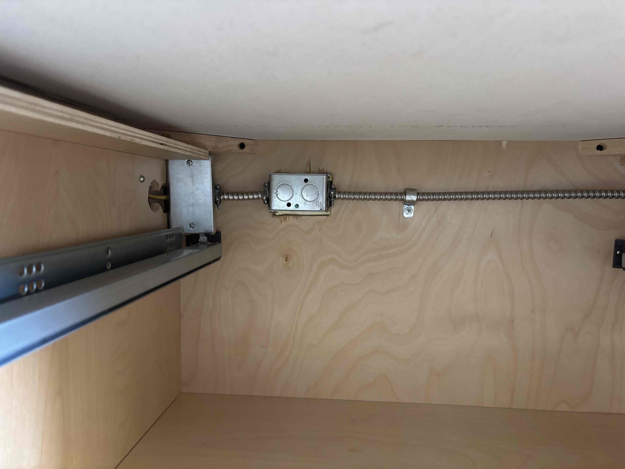 Add and junction box for short wires 
Add 2 outlets in kitchen island 