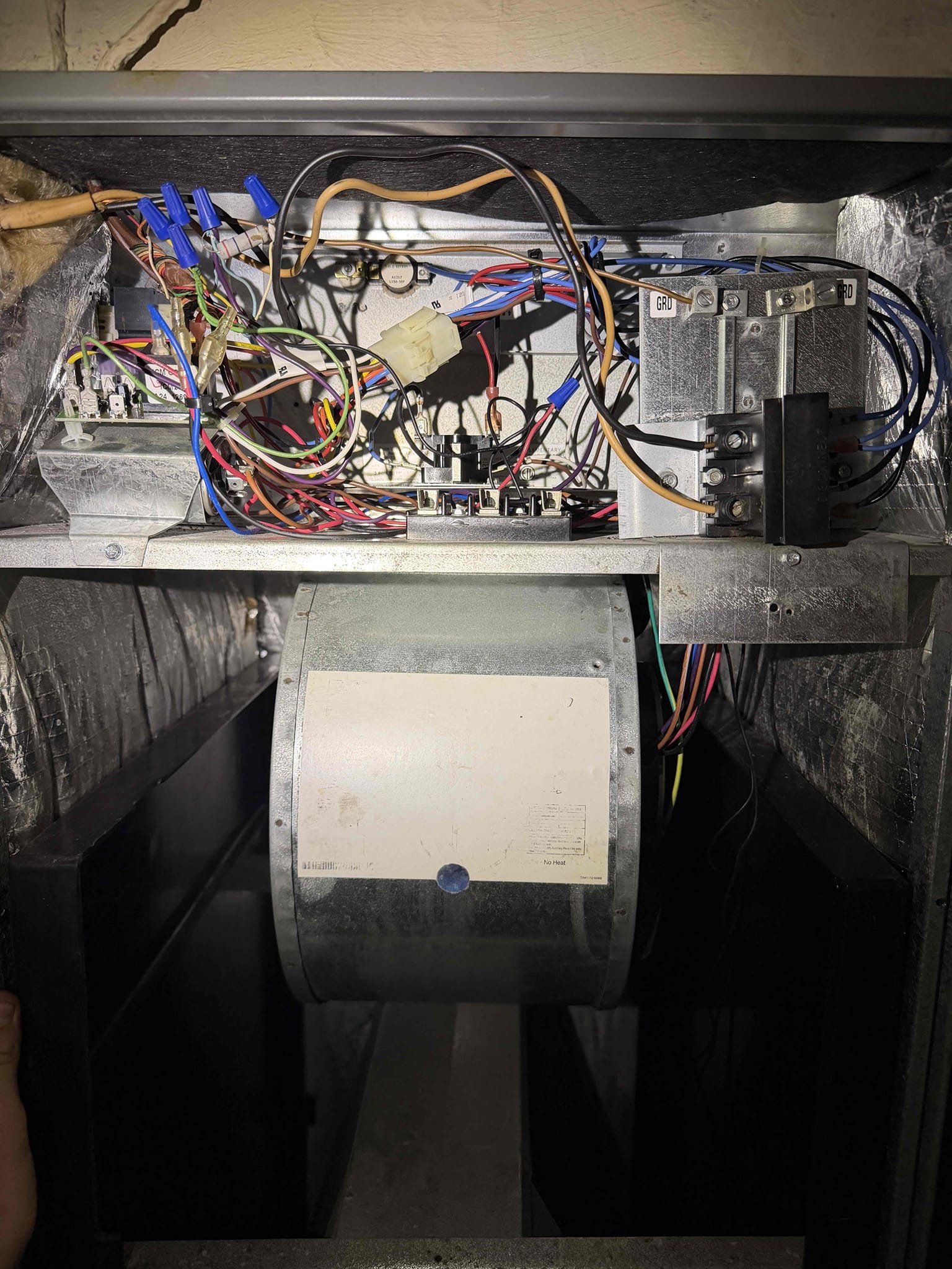 Scope of work:
- Replace heat sequencer
- Replace fan control board
- Replace fan capacitor
- Remove and clean Fan blower wheel assembly. 
- Replace outdoor condenser capacitor
- Complimentary condenser coil cleaning. 
- Complimentary drain cleaning/treatment 

System has a 20° cooling temp split. 
System heats properly. 