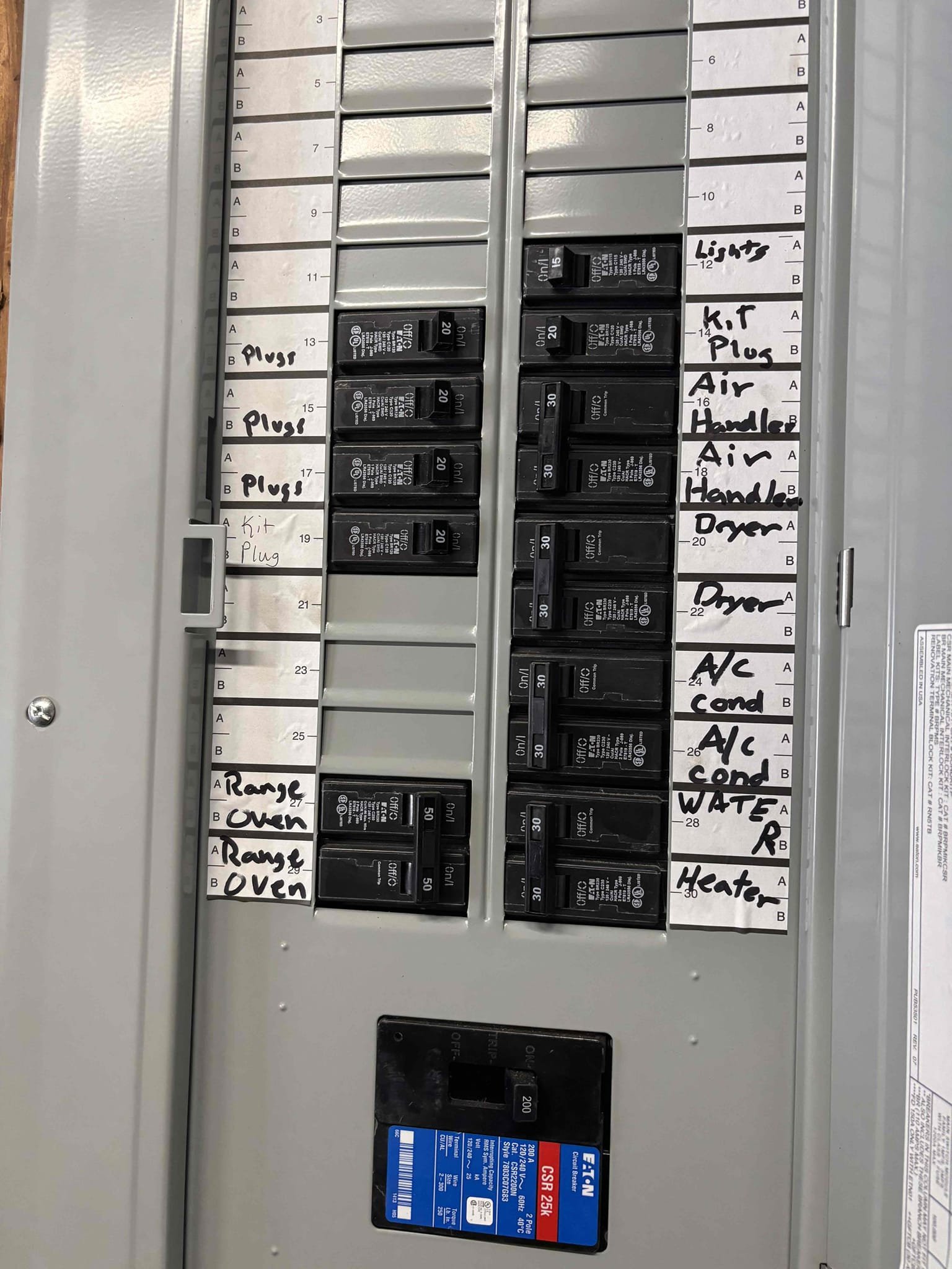 Run new dedicated circuit to kitchen counter for small appliances from panel 
add a breaker in the panel 
Add a GFCI receptacle 
Install customer provided exterior light 