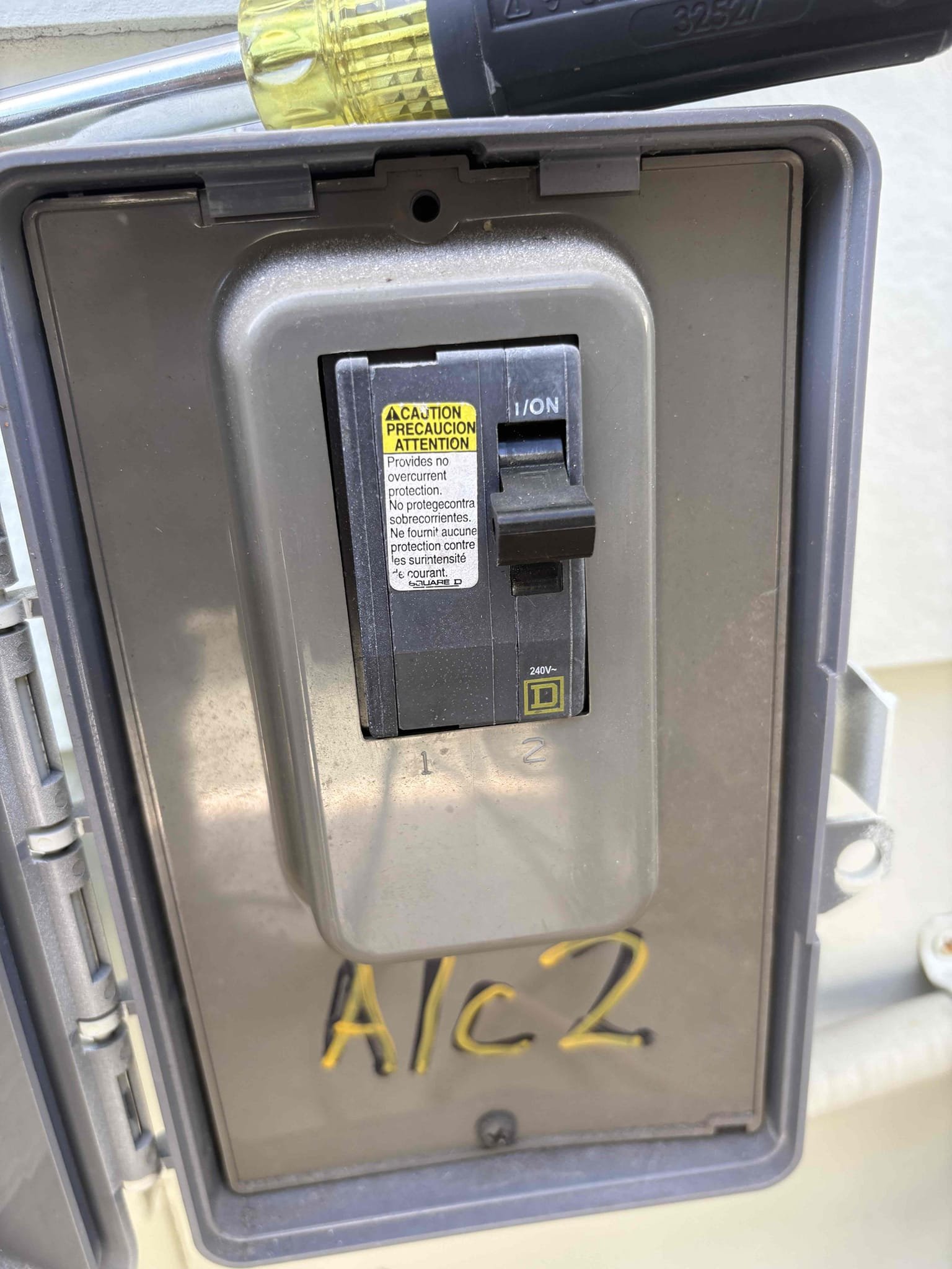 Home owner states air handler leaking through return in ceiling and system not keeping up. Found system low on refrigerant indicating leak. Went over leak search, possible repairs, replacement. Home owner moved forward with leak search. Found oil and leak in air handler coils. Leak searched both indoor and outdoor units. Explained that repair will outlive the remaining 1 year parts warranty 

Home owner will make decision on repair vs replacement Monday 

Air handler located in closet upstairs 

Condenser located on 9ft platform behind home 

Notes 
-capacitor starting to rust out in condenser 