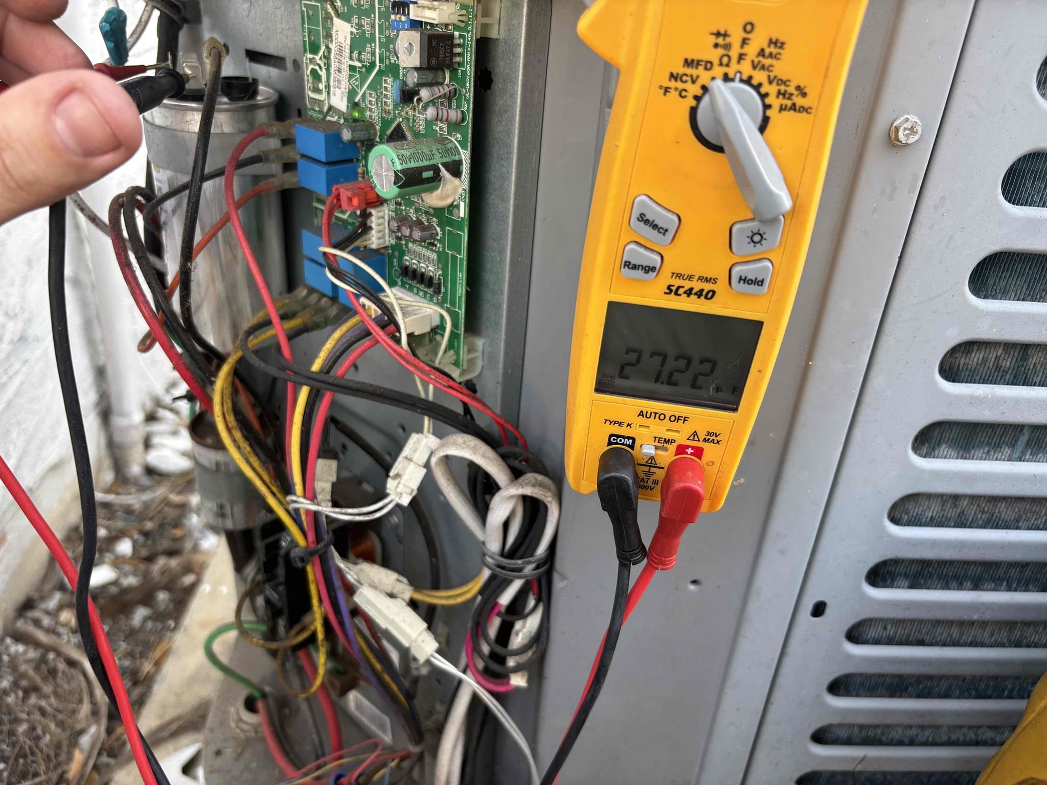 Upon arrival tenant states unit is not cooling. Found outdoor board had failed. Bypassed board and system began to run. Found thermostat shorting across heat terminal causing system to run in heat. 

Found large hole in 6” flex duct in attic (potential rodent)

Recommendations 
-outdoor contactor pitted and rusted 
-outdoor compressor capacitor reading out of specs 
-outdoor coils impacted with dirt/debris 
-no primary overflow safety on air handler (potential water damage)
-Thermosat needs to be replaced (shorted)

Went over concern with homeowner. Also went over basic maintenance with tenant (filters etc)

Would recommend adding surge protectors to avoid this issue 

Unit is currently cooling but will need to get board from supplier. Will not run in heat until thermostat replaced. 


Casey (Tenant)

860-961-8493