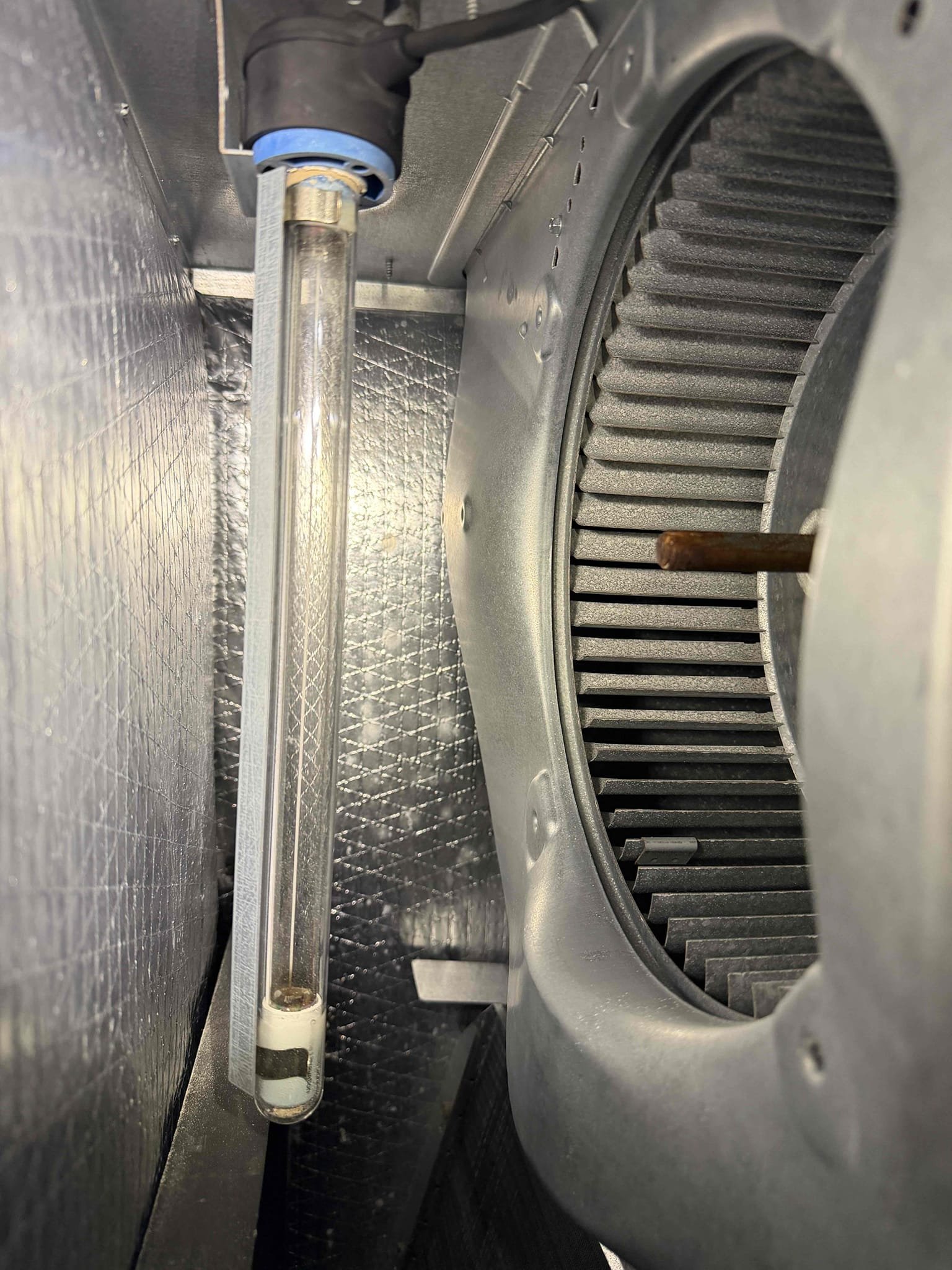 Performed Maitenence on system. Cleaned/treated drain line and primary drain pan. Cleaned condenser coils. Evaporator coils are clean. Verified safety float switch functionality. Checked amp draw on compressor. Checked amp draw on fan motor. Checked capacitor is within factory range. Inspected Contactar. Made sure all connections are tight. System is cooling with a 20° temperature split at this time.
Found bad UV light that client says has been out for years. Unit is very clean. 
Found read lizard on capacitor. Removed lizard and tested capacitor. 
No other recommendations at this time. 
Chances filter with supplied media filter. 