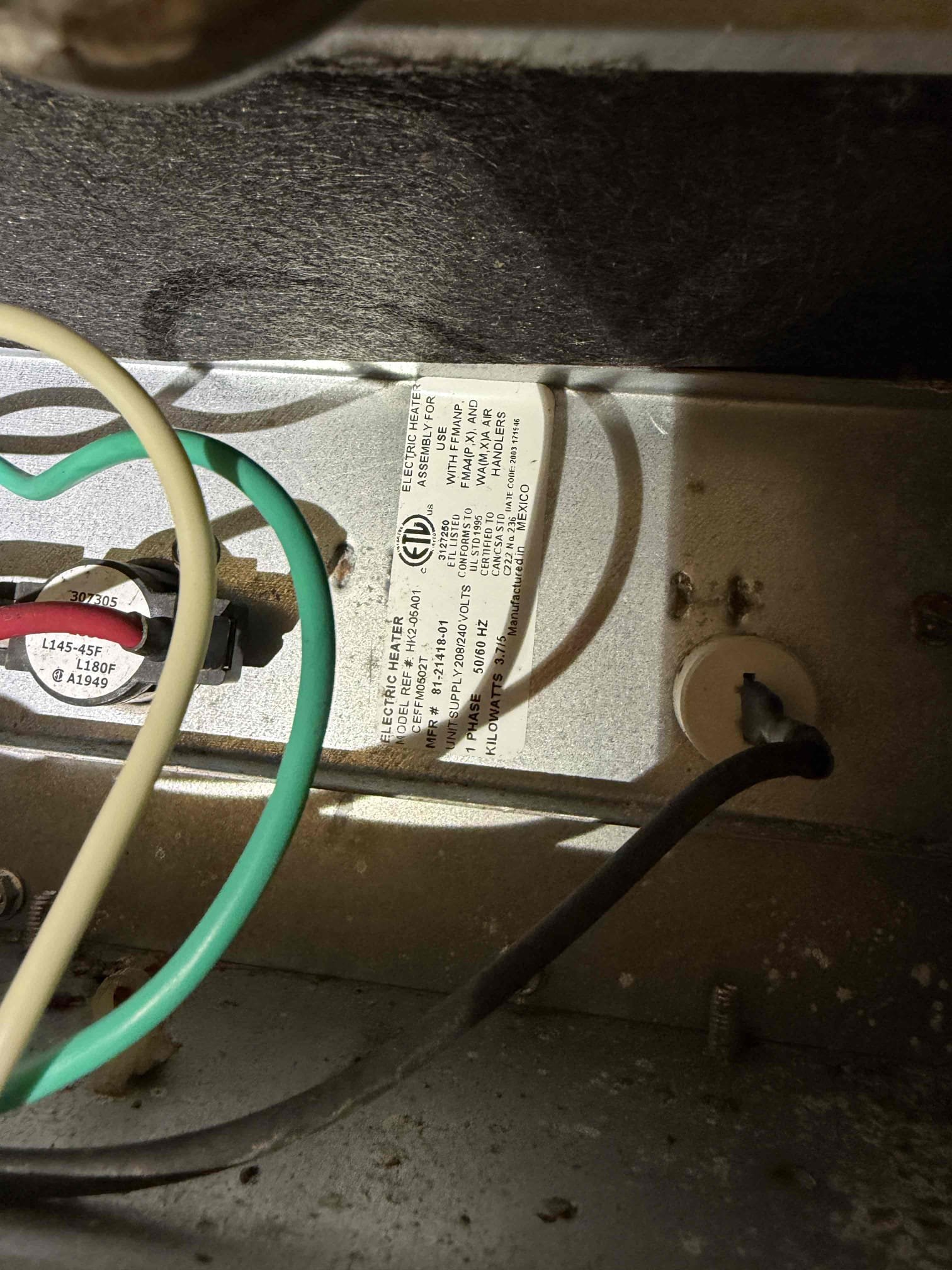 Upon inspection, found breaker to air handler tripped. Electric panel is out of code and should be replaced. Scheduled for Our electrician to come out for a quote. 

Heating kit pulls good amps, breaker is the right size, all wires are tightened. Breaker must be weak. 