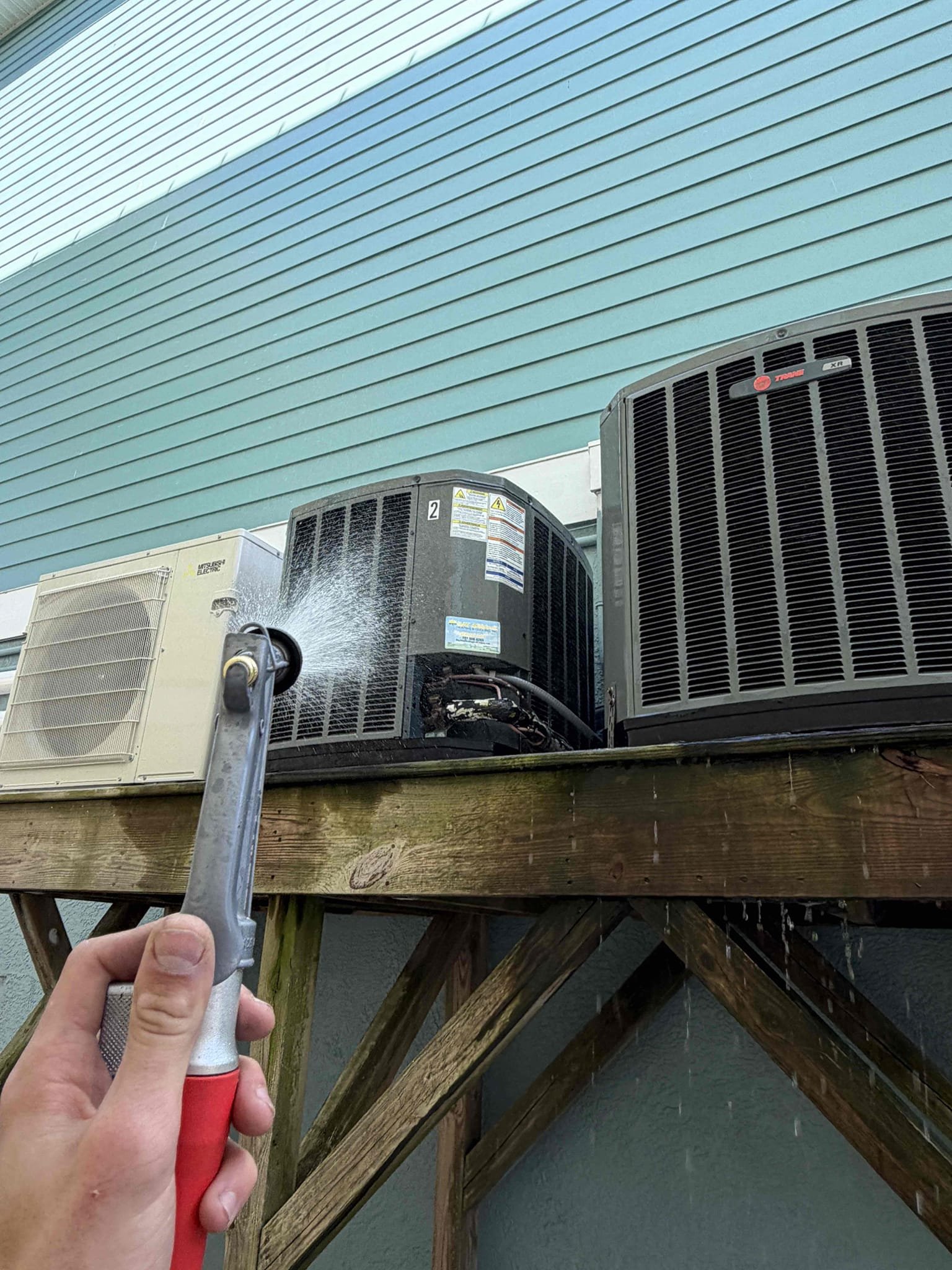 Performed Maitenences on systems. Cleaned/treated drain lines and primary drain pans. Cleaned condenser coils. Evaporator coils are clean. Verified safety float switchs functionality. Checked amp draw on compressors. Checked amp draw on fan motors. Checked capacitors are within factory range. Made sure all connections are tight. Systems are cooling with 20° temperature splits at this time. Verified systems heat properly. 

System #1 main level: *11 years old*
- Found burnt up and corroded wires at the capacitor and contactar terminals. 
- Condenser fan motor is over amping and at risk of failure

System #2 upstairs: *9 years old*
- condensate pump severely clogged
- Blower wheel has heavy microbial growth which is putting excess stress on the fan motor. 
- UV system inside Unit is no longer working. Recommending full replacement. 

Replaced compressor capacitor
Replaced Contactor
Replaced burnt up wires and connectors
Tested system after repair 

Signed client up for 3 system Maitenenc