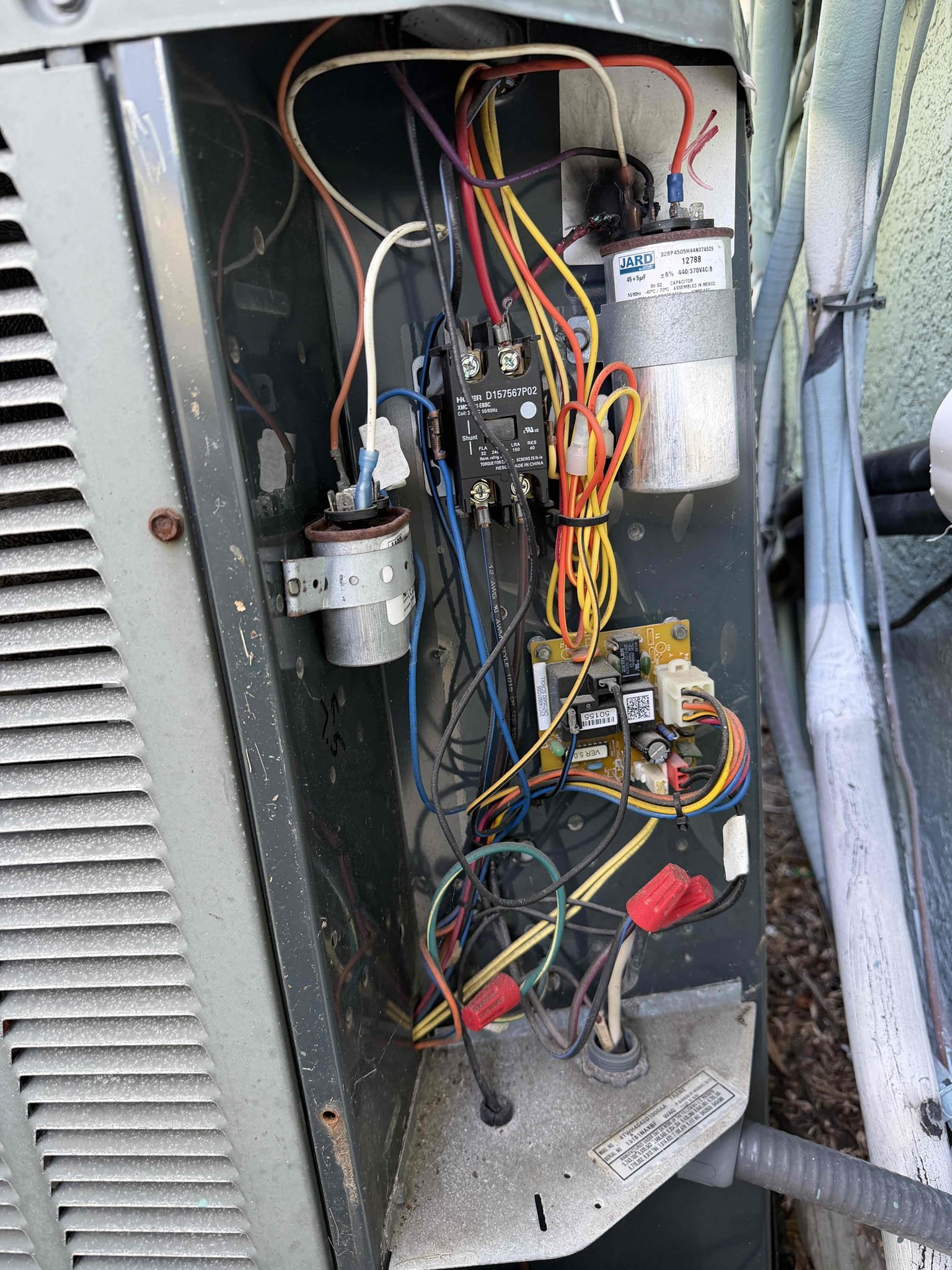 Performed Maitenences on systems. Cleaned/treated drain lines and primary drain pans. Cleaned condenser coils. Evaporator coils are clean. Verified safety float switchs functionality. Checked amp draw on compressors. Checked amp draw on fan motors. Checked capacitors are within factory range. Made sure all connections are tight. Systems are cooling with 20° temperature splits at this time. Verified systems heat properly. 

System #1 main level: *11 years old*
- Found burnt up and corroded wires at the capacitor and contactar terminals. 
- Condenser fan motor is over amping and at risk of failure

System #2 upstairs: *9 years old*
- condensate pump severely clogged
- Blower wheel has heavy microbial growth which is putting excess stress on the fan motor. 
- UV system inside Unit is no longer working. Recommending full replacement. 

Replaced compressor capacitor
Replaced Contactor
Replaced burnt up wires and connectors
Tested system after repair 

Signed client up for 3 system Maitenenc