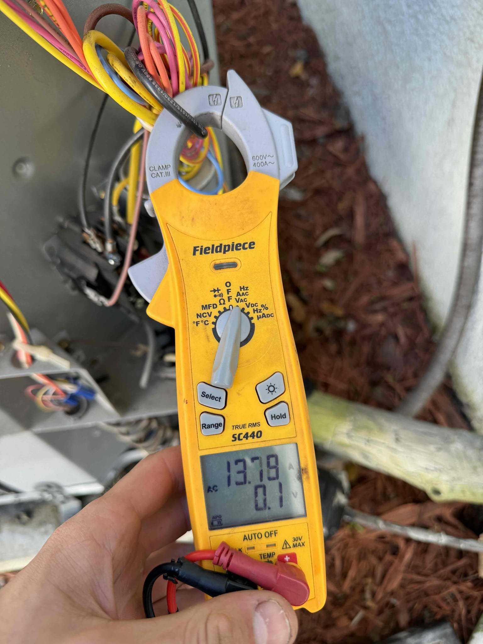 Client states that condenser makes loud noise consistently. Made sure that it was not the defrost function. Could not get condenser to re-create noise while here. Revisited previous estimate for capacitor replacement as fan motor is now over camping and the fan side of the capacitor is still weak. Replaced capacitor and got fan motor amp draw under its max rating. System is cooling properly at this time. On startup the compressor is pulling higher amps than it is rated for. Advised client that this means their compressor is having a hard time starting up and possible issues may arise in the future.
