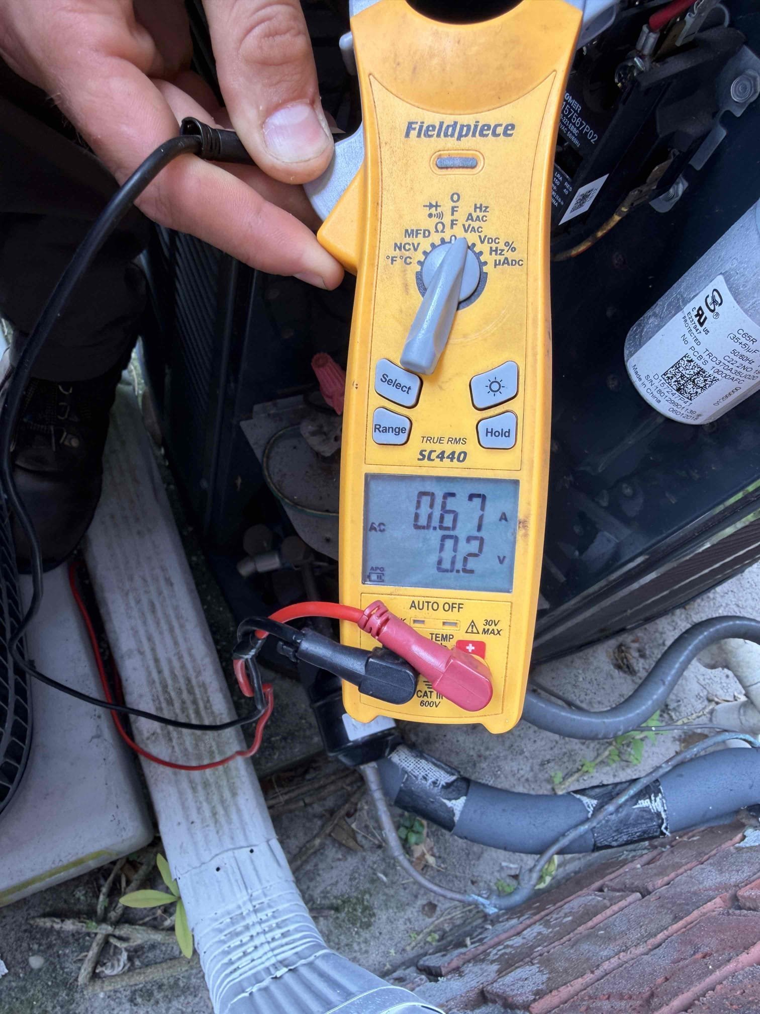 Performed Maitenence on system. Cleaned/treated drain line and primary drain pan. Cleaned condenser coils. Evaporator coils are not accessible. Verified safety float switch functionality. Checked amp draw on compressor. Checked amp draw on fan motor. Checked capacitor is within factory range. Inspected Contactar. Made sure all connections are tight. System is cooling with a 20° temperature split at this time.

Drain line not accessible. Had to cut, blow out, and add a twist on connector. 
***drain line ends into the bathroom tub drain***

Send membership quote to client and recommending bi annual visits to ensure the drain is clean. 

Changed client supplied filter 8x30x1