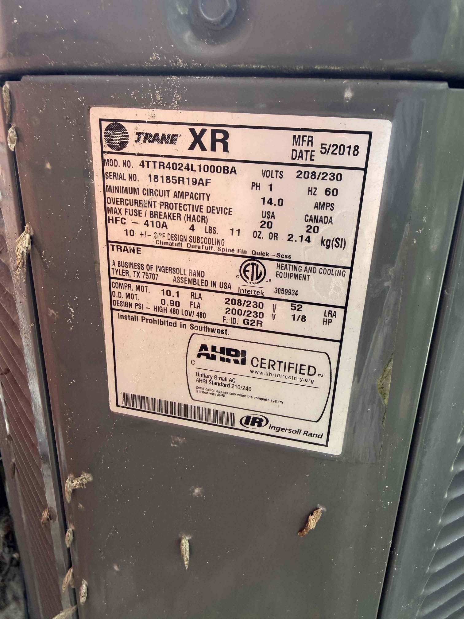 Performed Maitenence on system. Cleaned/treated drain line and primary drain pan. Cleaned condenser coils. Evaporator coils are not accessible. Verified safety float switch functionality. Checked amp draw on compressor. Checked amp draw on fan motor. Checked capacitor is within factory range. Inspected Contactar. Made sure all connections are tight. System is cooling with a 20° temperature split at this time.

Drain line not accessible. Had to cut, blow out, and add a twist on connector. 
***drain line ends into the bathroom tub drain***

Send membership quote to client and recommending bi annual visits to ensure the drain is clean. 

Changed client supplied filter 8x30x1