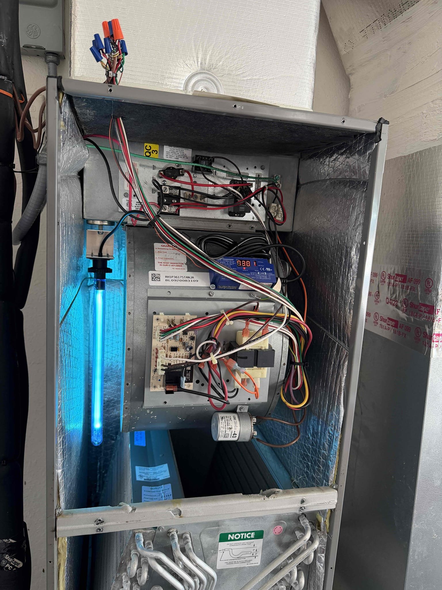 Scope of work:
- Membership Maitenence agreement
- Install new Capacitor
- Mastic seal supply plenum
- Mastic seal return plenum
- Seal bottom of unit to coffin box
- Remove Blower wheel and clean/sanitize
- Install UV light
- Install p trap on drain line

Extra $100 discount bundle deal