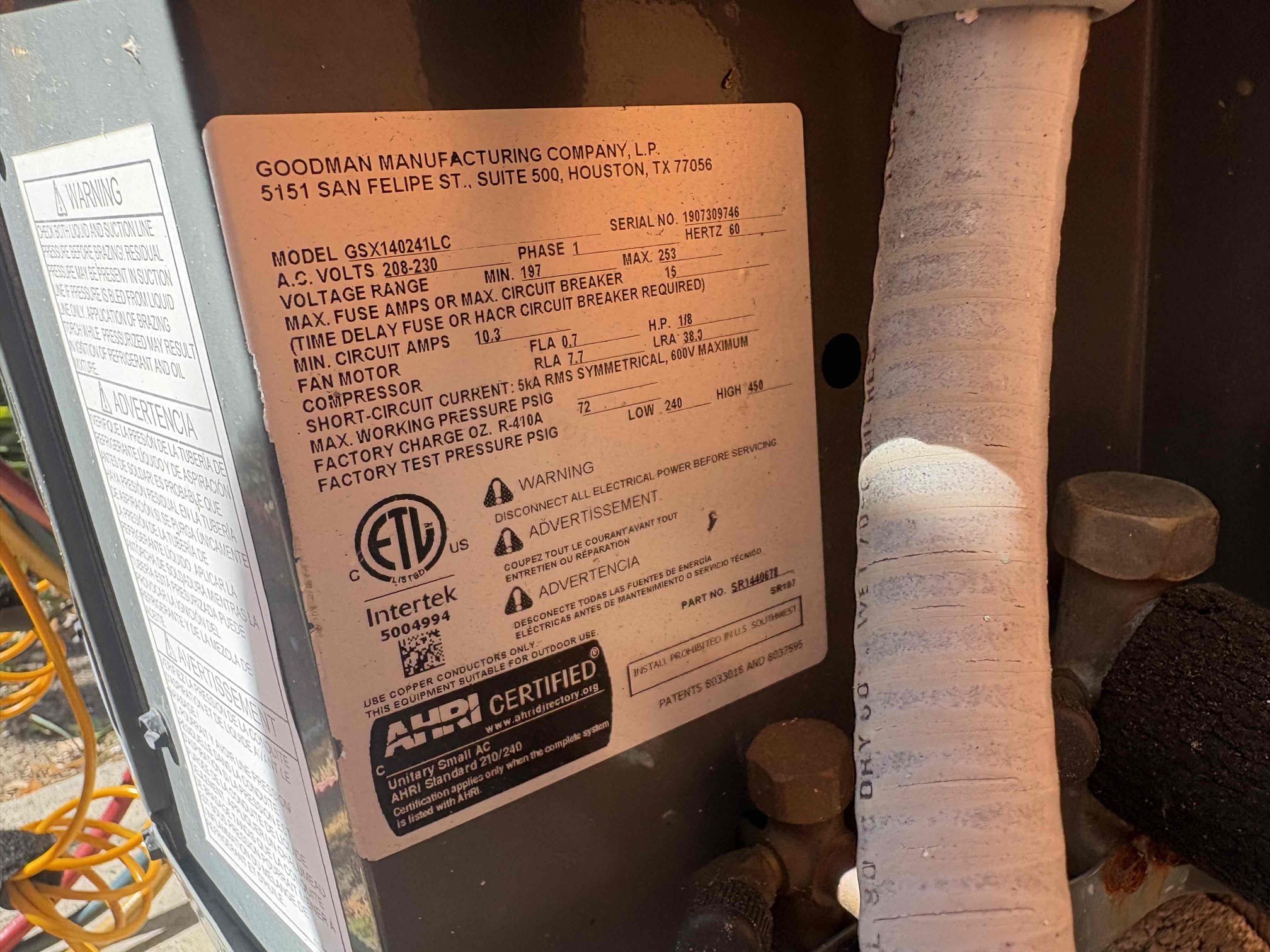 Bad capacitor. Covered under warranty. 