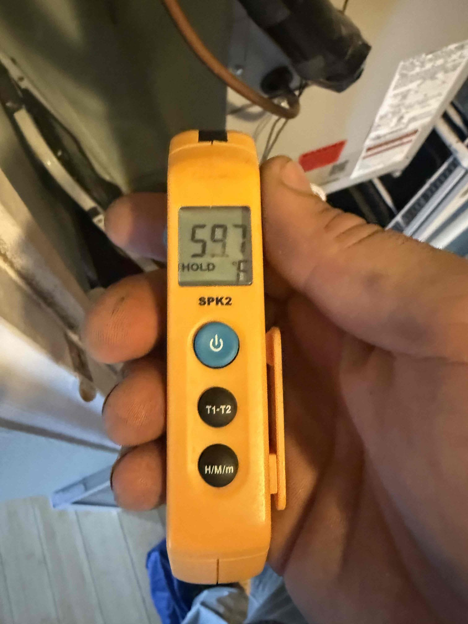 On arrival found unit not cooling due to weak capacitor m. Replaced part. Start and test. Pressures good. Temp split good. Coil clean. Drain clear. Unit cooling properly at this time. 