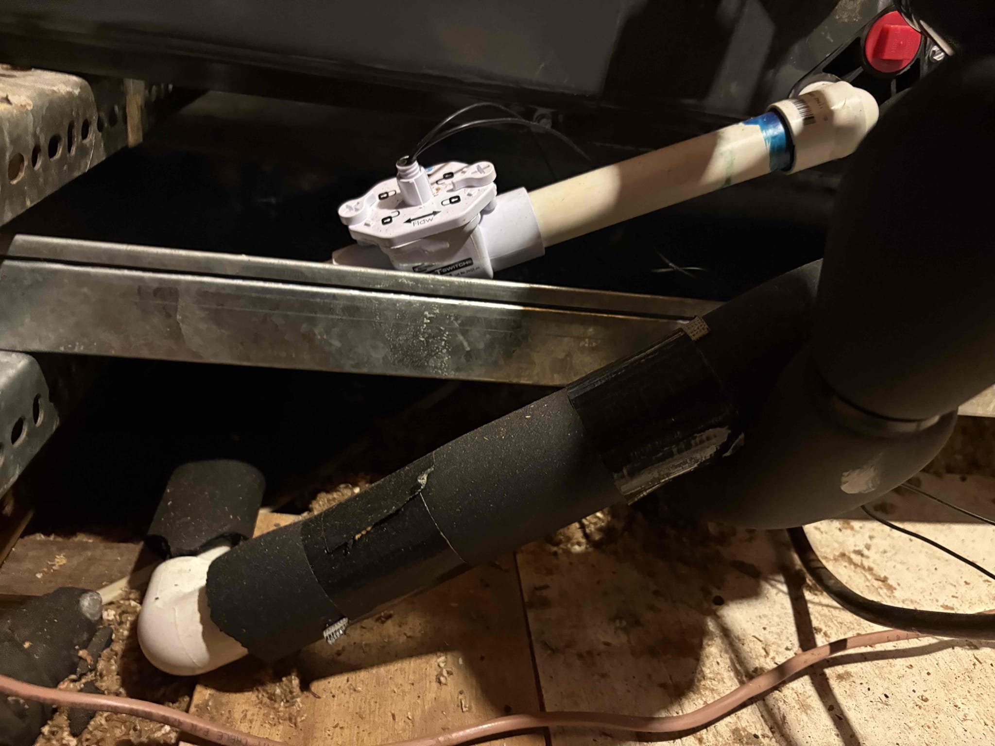 Upon arrival home owner states unit is not turning on. New 4T installed last year by another company. Found drain line backed up and primary safety not pitched properly. Cleared drain line and drain pan. Added pan tab to help with buildup. New pvc connections for primary safety switch. Verified system operations. Unit is working within manufacture specifications. 