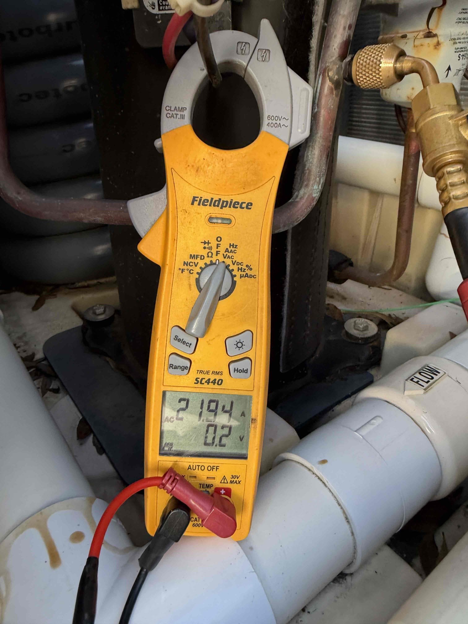 Upon my inspection, found pool heater capacitor is bad. Replaced capacitor and checked pressures. Pressures are good. System turned off again on high refrig alarm code. Found pool flow pressure was too low. Adjusted valves to create more pressure for heat exchange. System is functioning properly at this time. 
