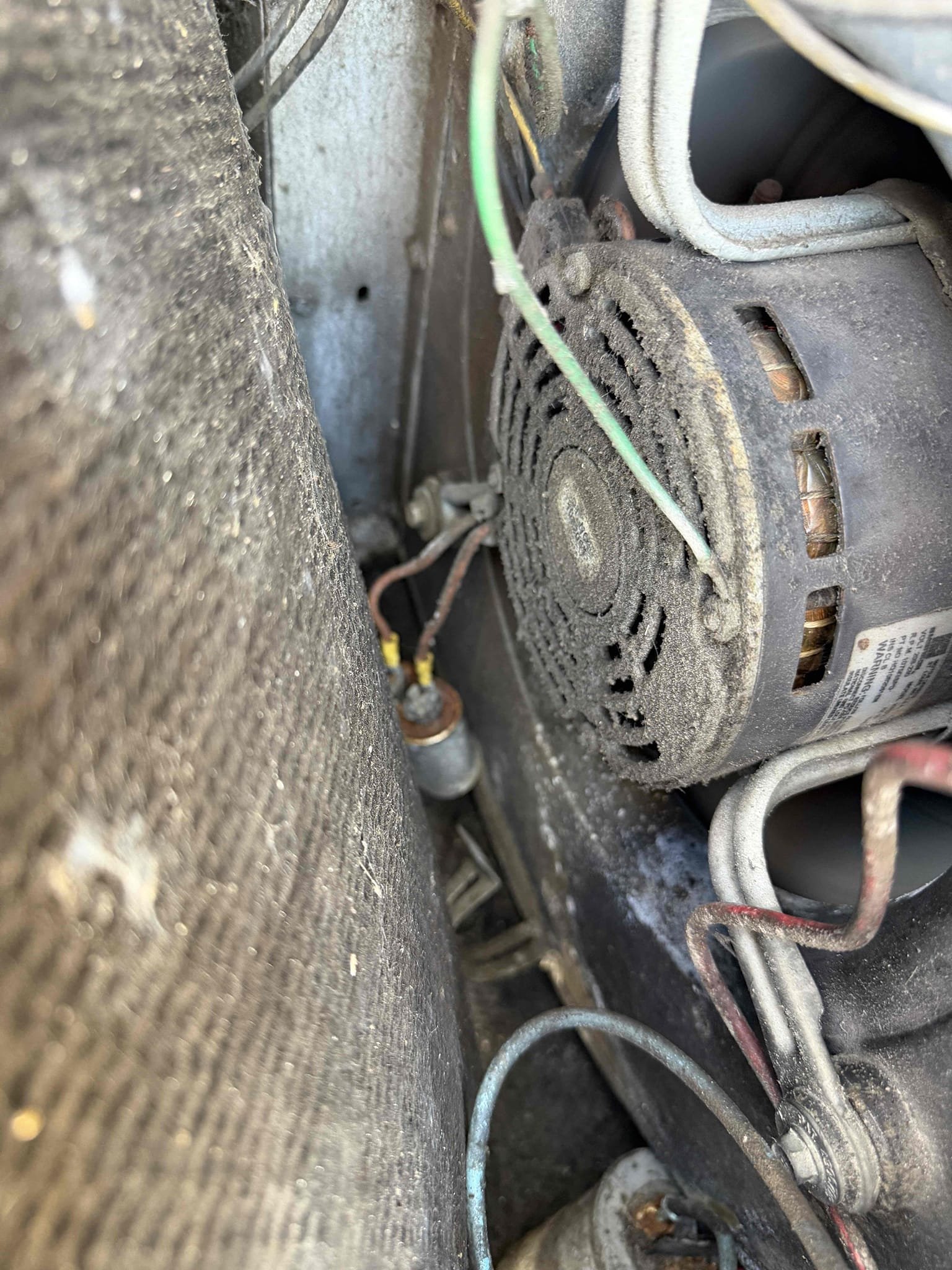 Upon my inspection, found very old package horseshoe unit not cooling efficiently. Found very heavily dirty air filters. Unit is in very bad condition with bare wires and capacitors touching fan blower housings, dirty evaporator coils, bare wires at the condenser fan motor. We are not working on this system due to it s poor condition and age. Only recommendation at this time is to change filters and a new system replacement. 
Left filter out of system until client replaces filter. 