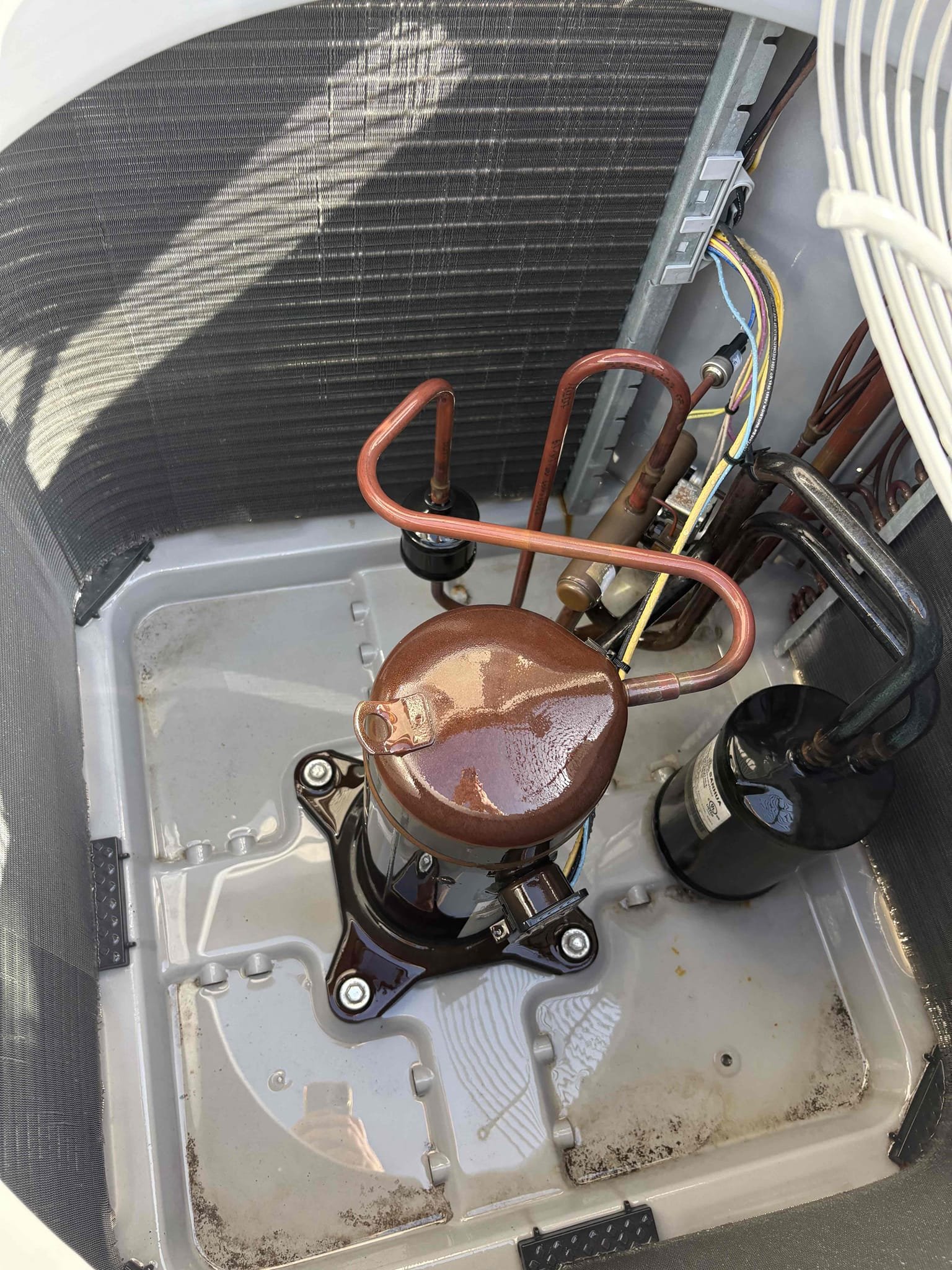 Full system tuneup 

Wiped Down Air Handler 

Checked temperature splits (15° split) (unit will need 1lb 410a for 20° design split)

Inspected Air Handler Coils 

Inspected Blower Wheel & Assembly (bacterial growth accumulating)

Checked cap mfd (10% threshold) (herm side reading 42.7) (capacitor starting to rust)

Checked contactor 

Inspected wiring 

Compressor amps 

Motor amps 

Cleaned condenser coils 

Cleared drain line and pan 

Added pan tab to help with buildup 

Checked blower amps 

Checked filter (home owner just replaced) (2 ceiling returns)

Thermostat operations 

Checked cooling 

Unit is operating at this time 